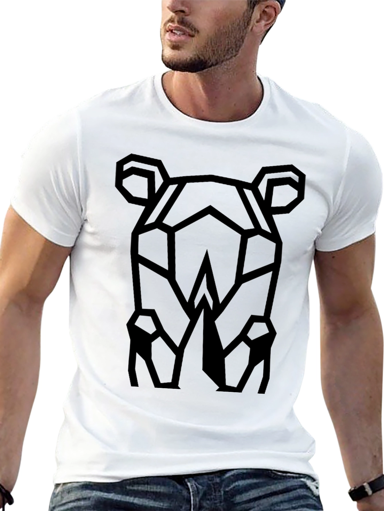 Geometric Rhino Graphic Tee - Modern Black T-Shirt