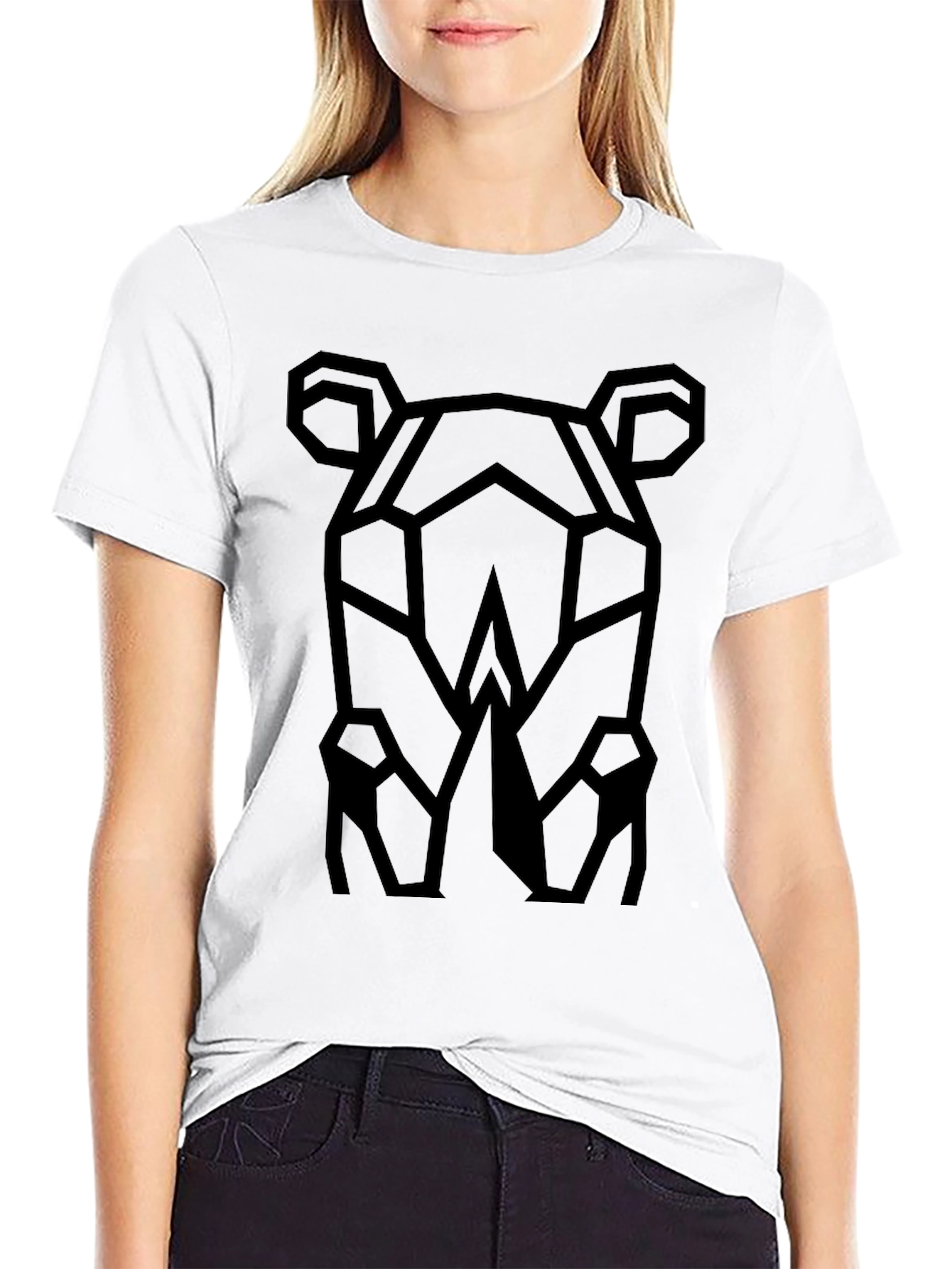 Geometric Rhino Graphic Tee - Modern Black T-Shirt