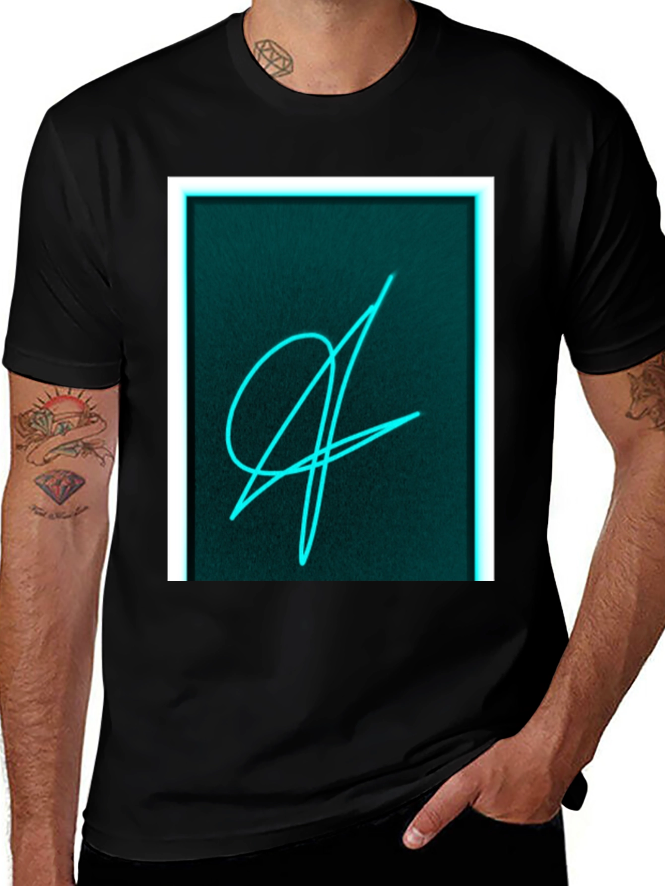Neon Scribble Graphic Black T-Shirt