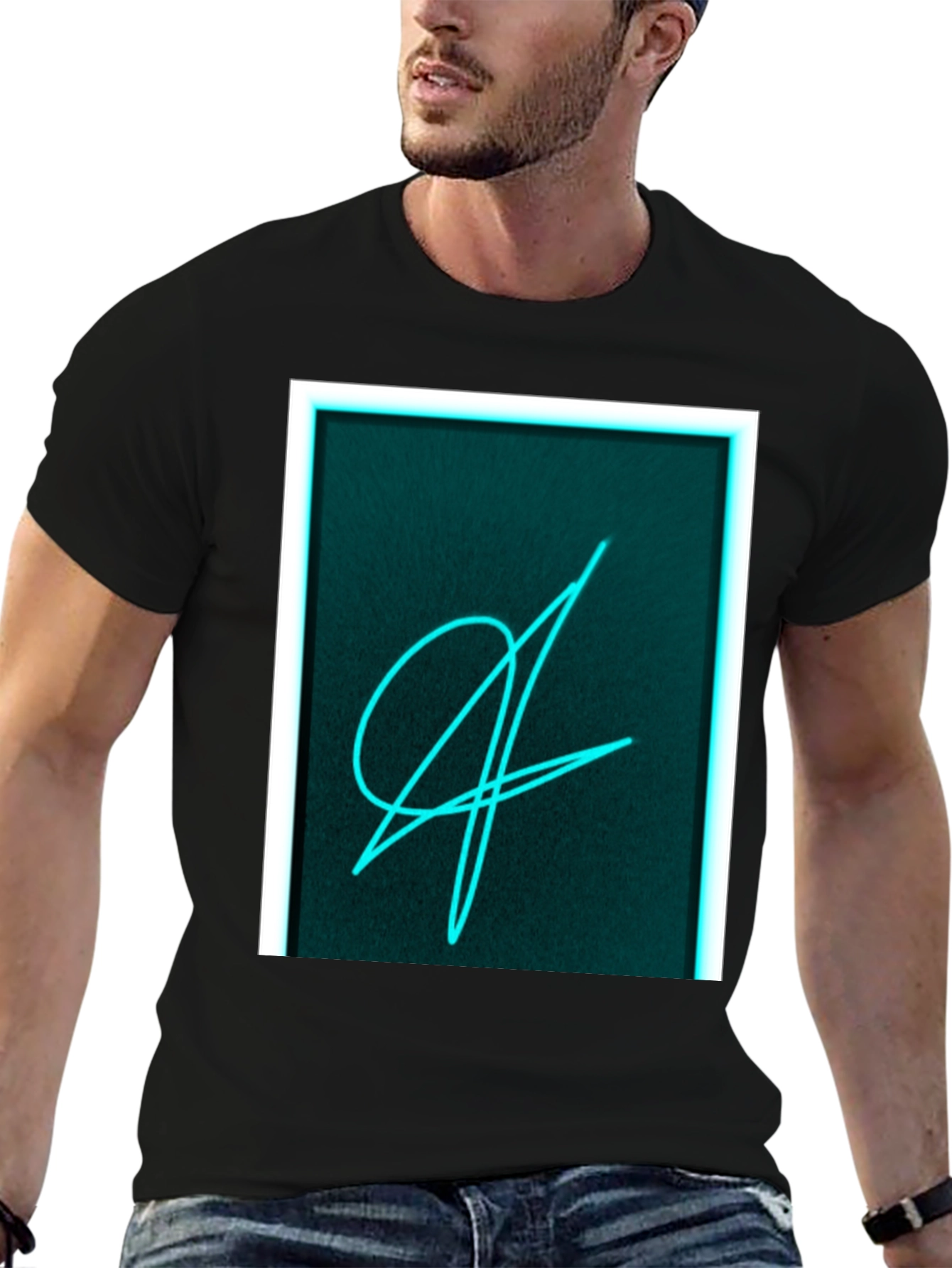Neon Scribble Graphic Black T-Shirt