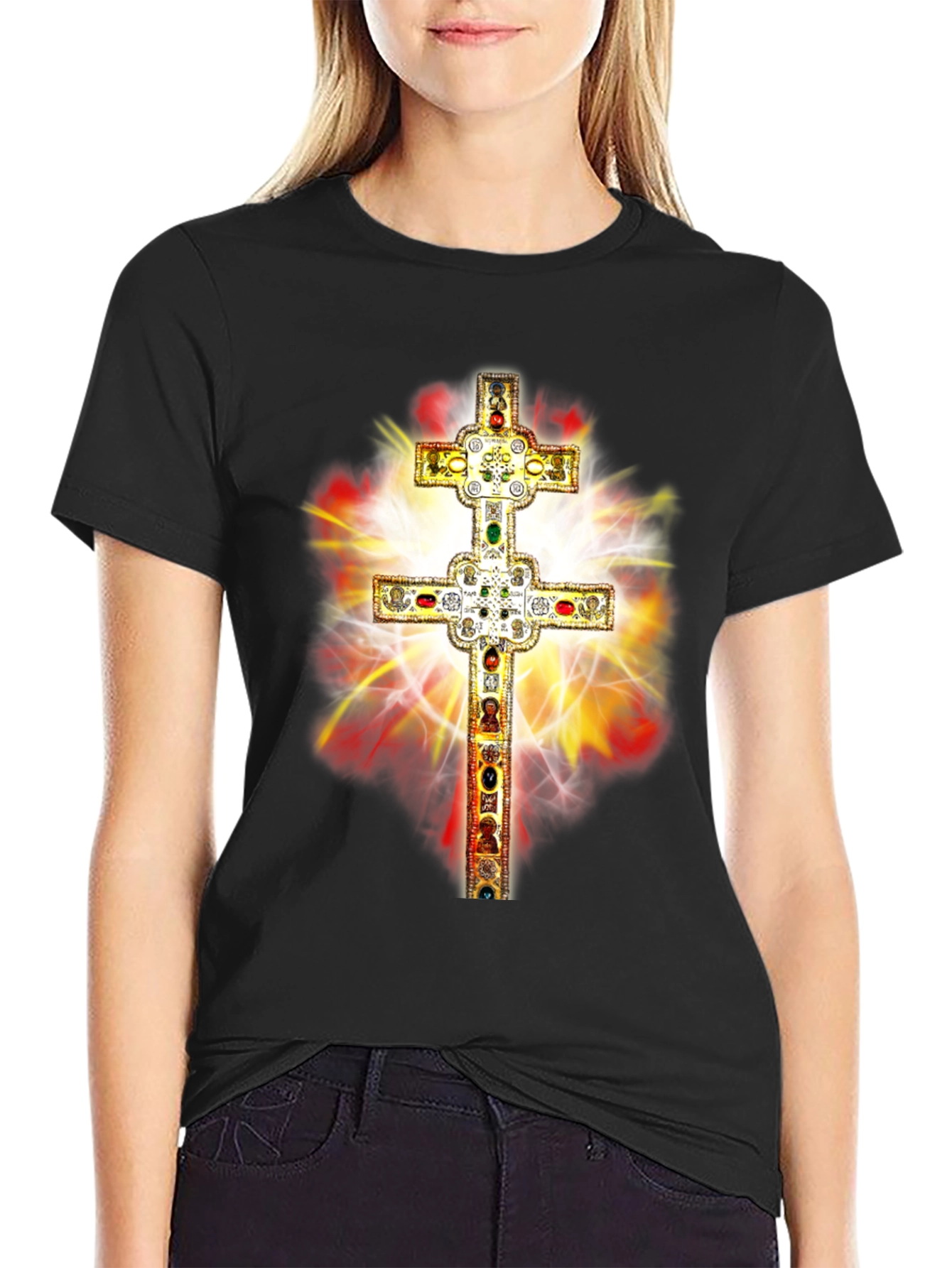 Ornate Cross Graphic Tee - Religious Fashion