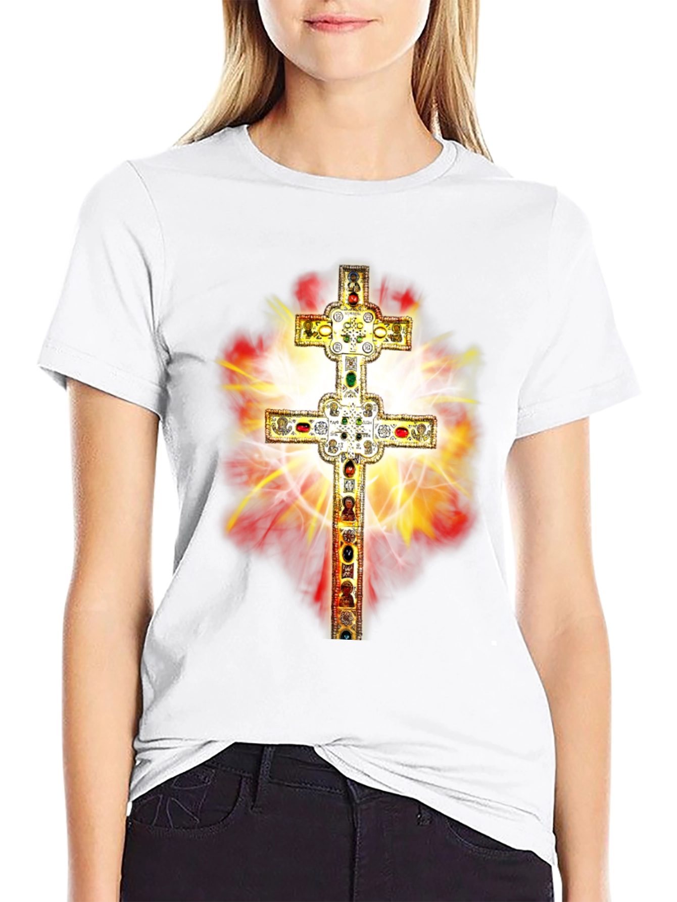Ornate Cross Graphic Tee - Religious Fashion