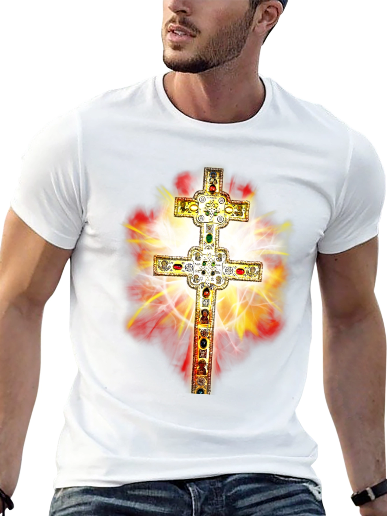 Ornate Cross Graphic Tee - Religious Fashion