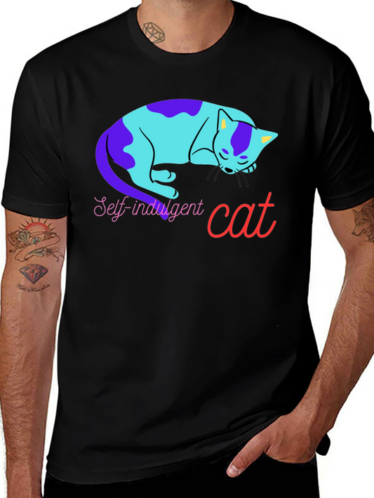 Self-Indulgent Cat Graphic Tee - Black Cotton Comfort