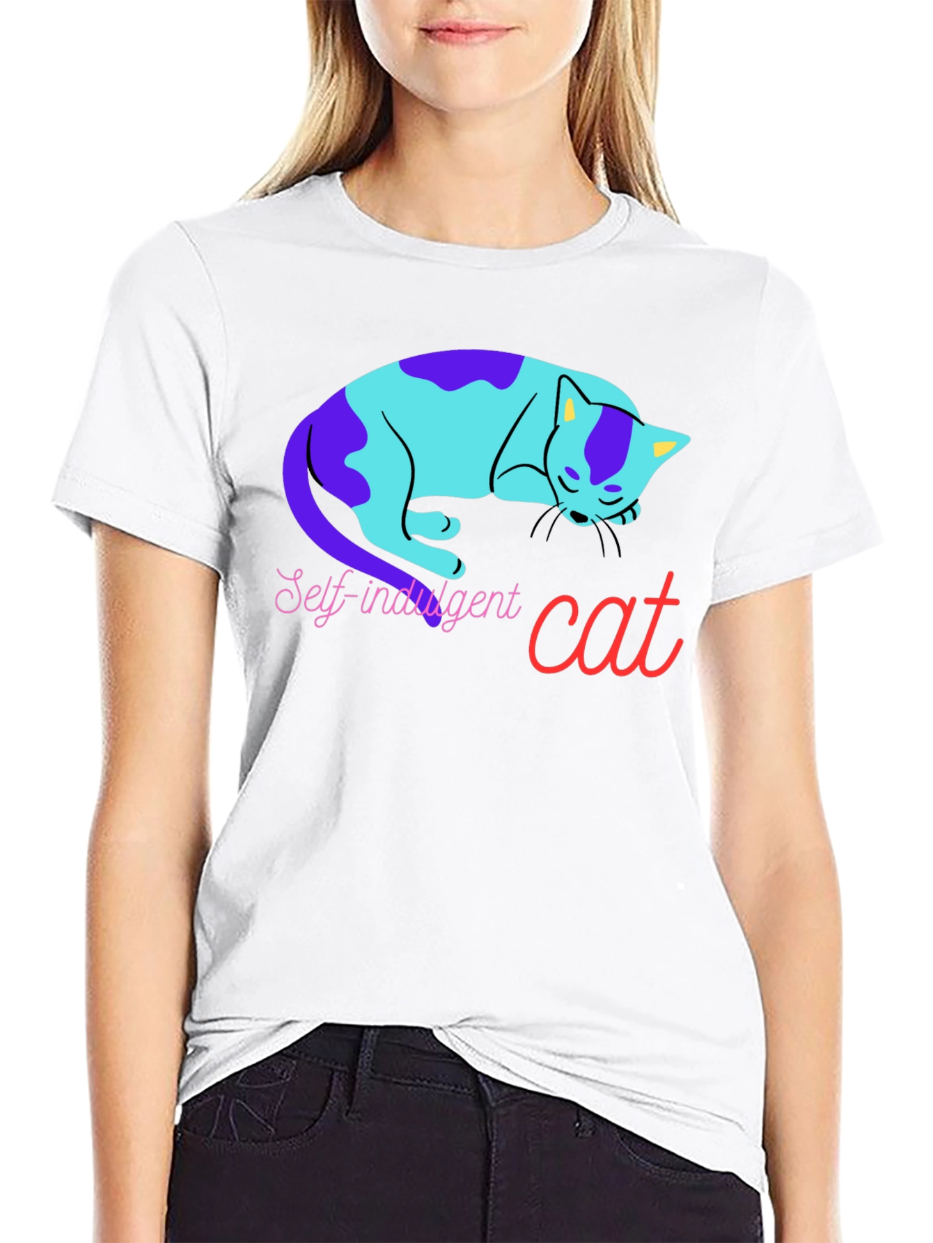 Self-Indulgent Cat Graphic Tee - Black Cotton Comfort