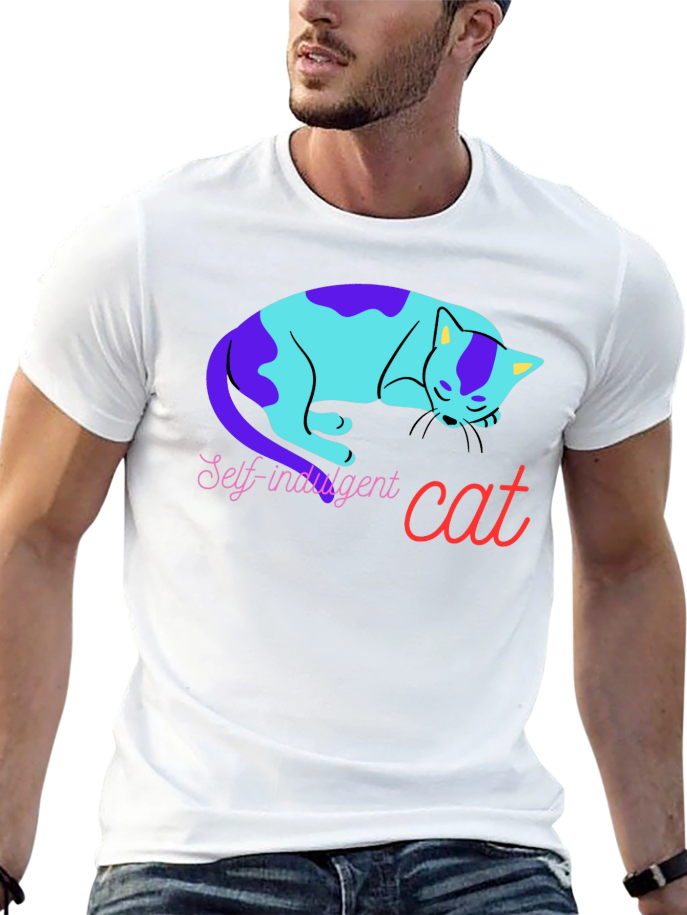 Self-Indulgent Cat Graphic Tee - Black Cotton Comfort