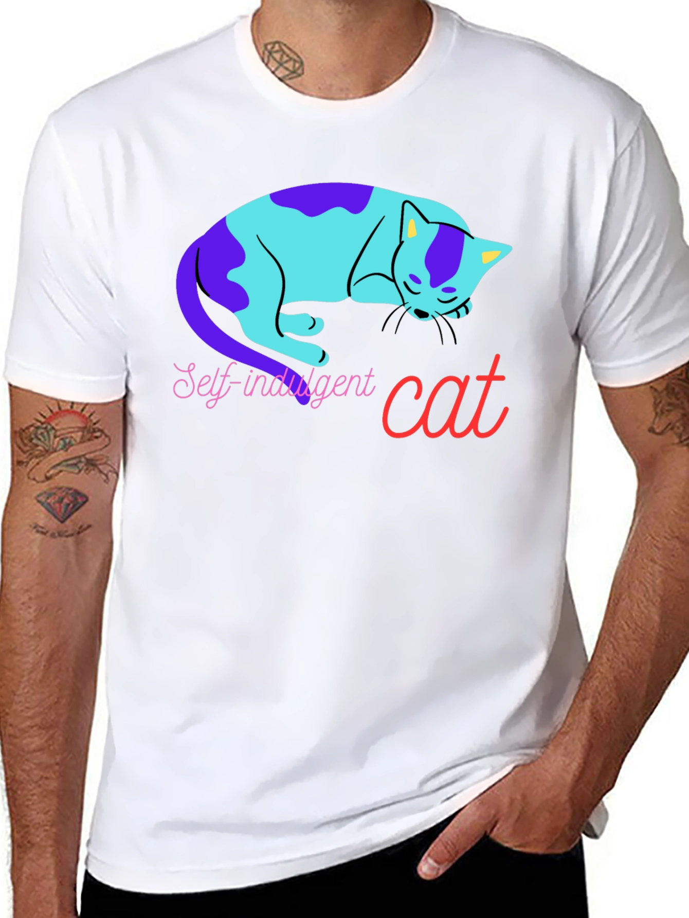 Self-Indulgent Cat Graphic Tee - Black Cotton Comfort