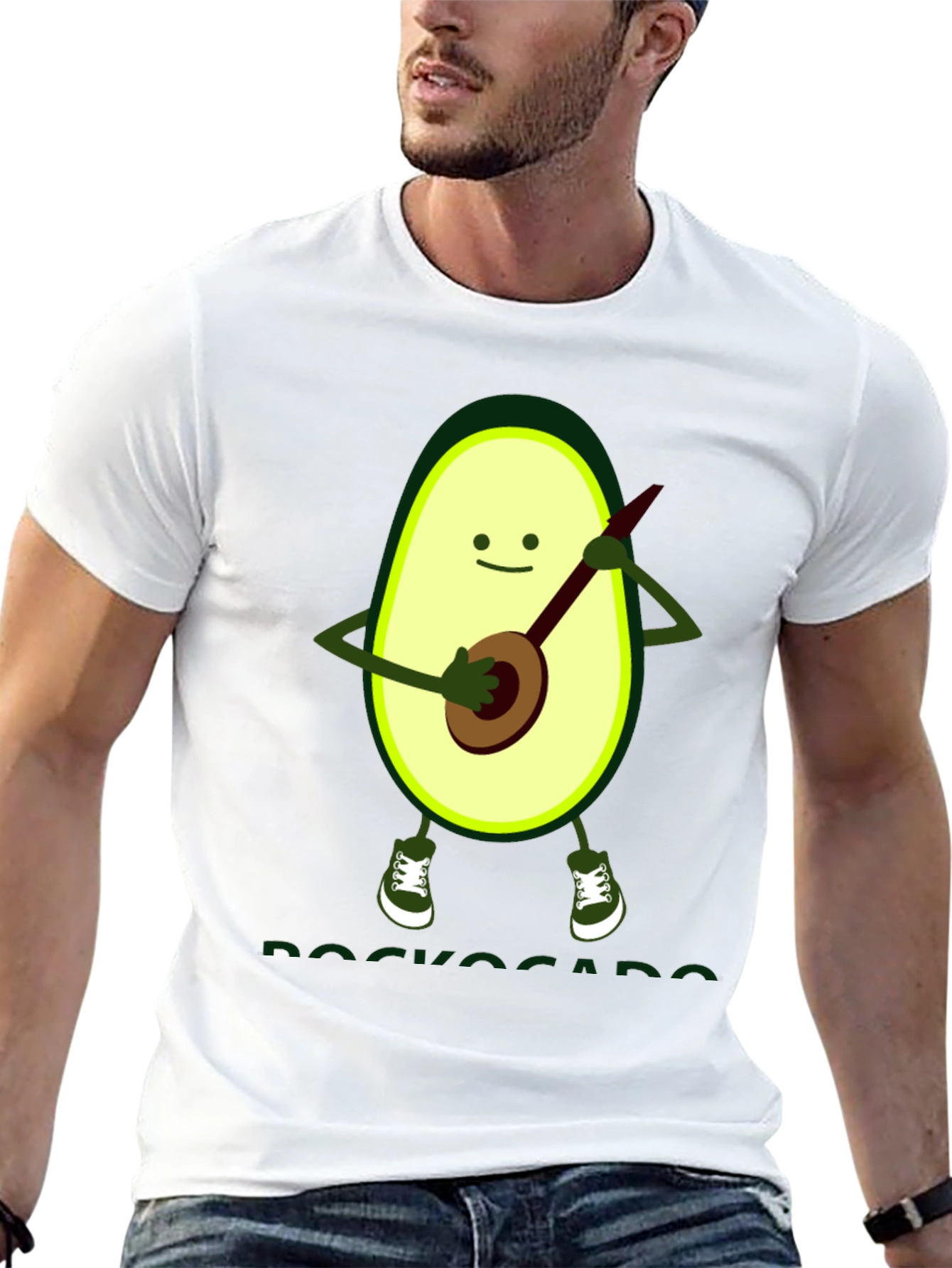 Avocado Banjo Player Graphic T-Shirt