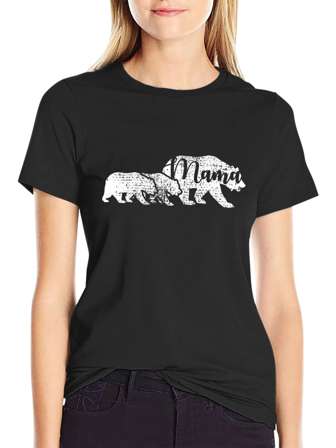 Mama Bear Graphic Tee - Black Cotton Comfort