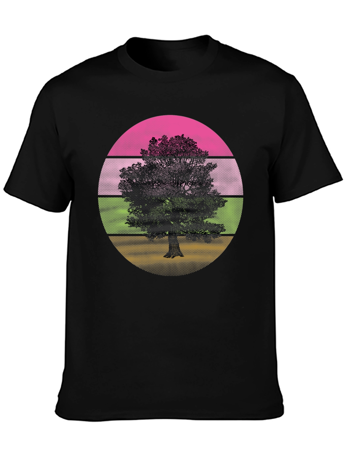 Retro Tree Graphic T-Shirt - Black