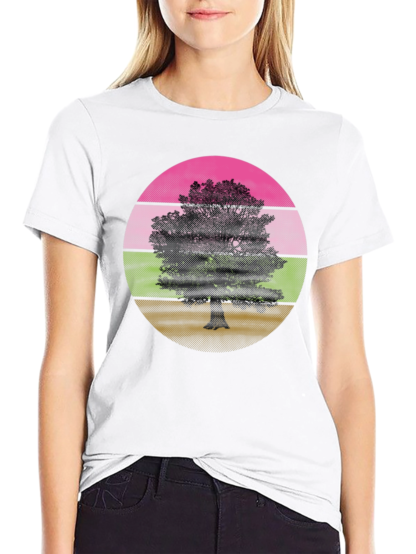 Retro Tree Graphic T-Shirt - Black