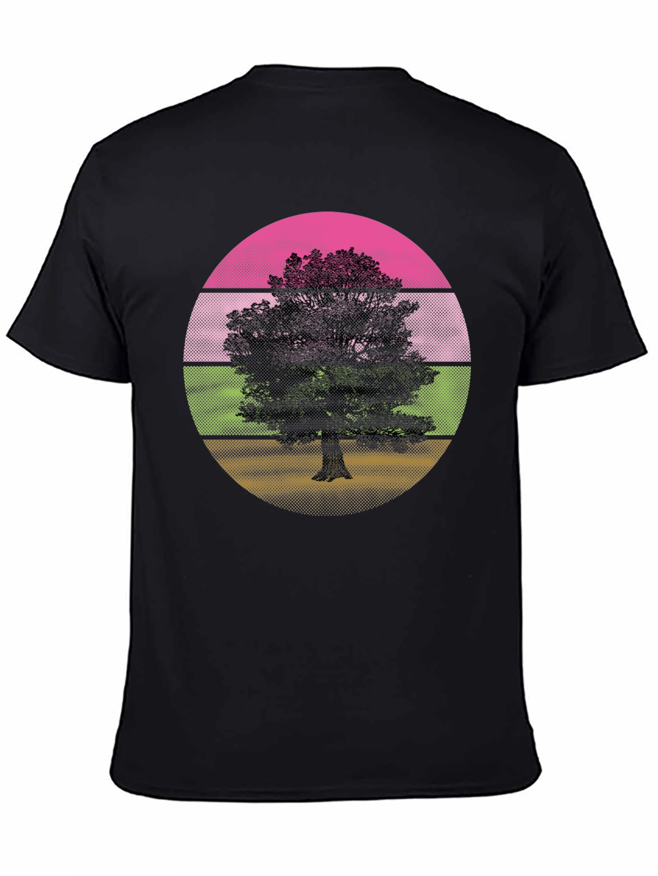Retro Tree Graphic T-Shirt - Black