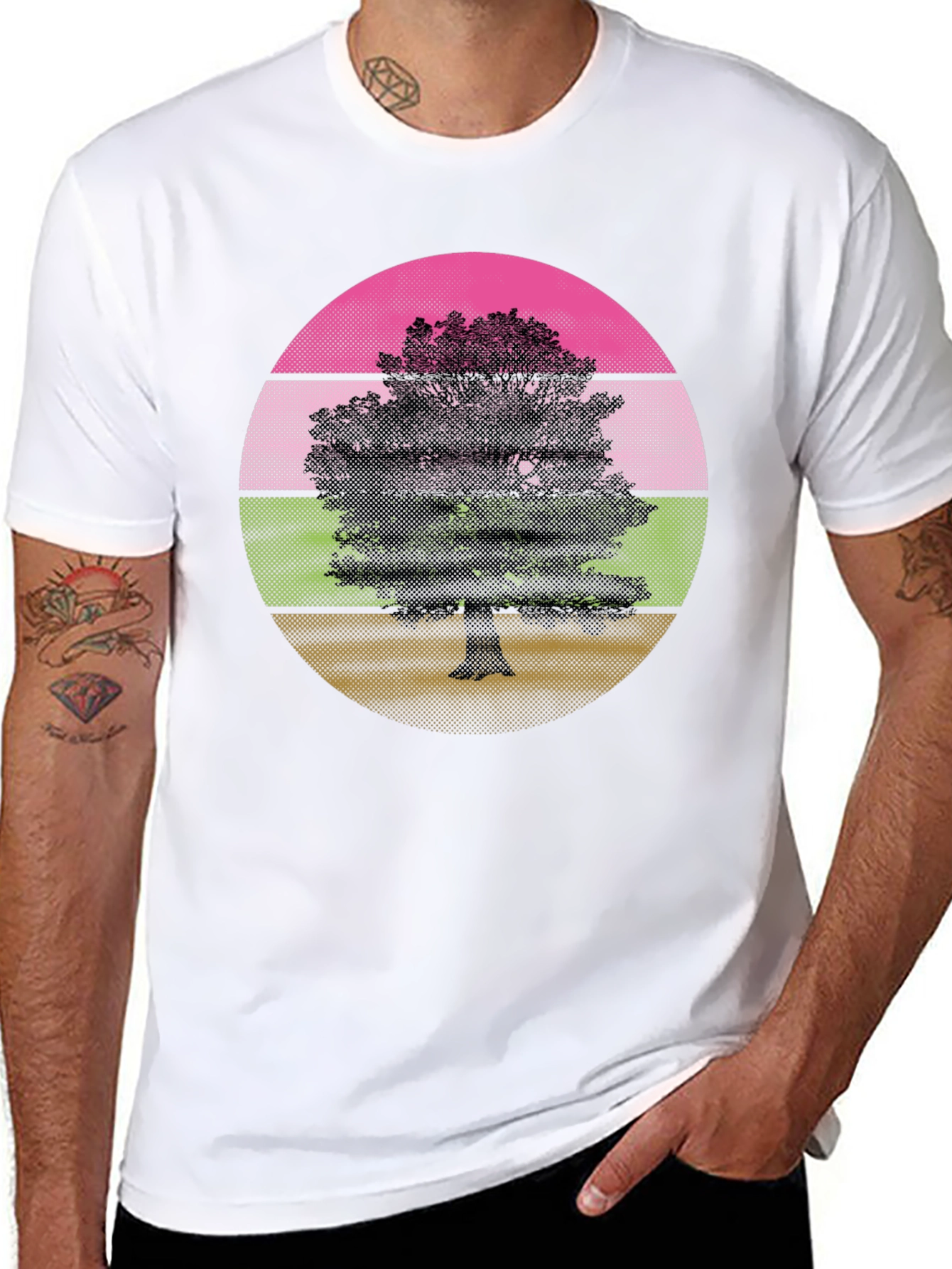 Retro Tree Graphic T-Shirt - Black