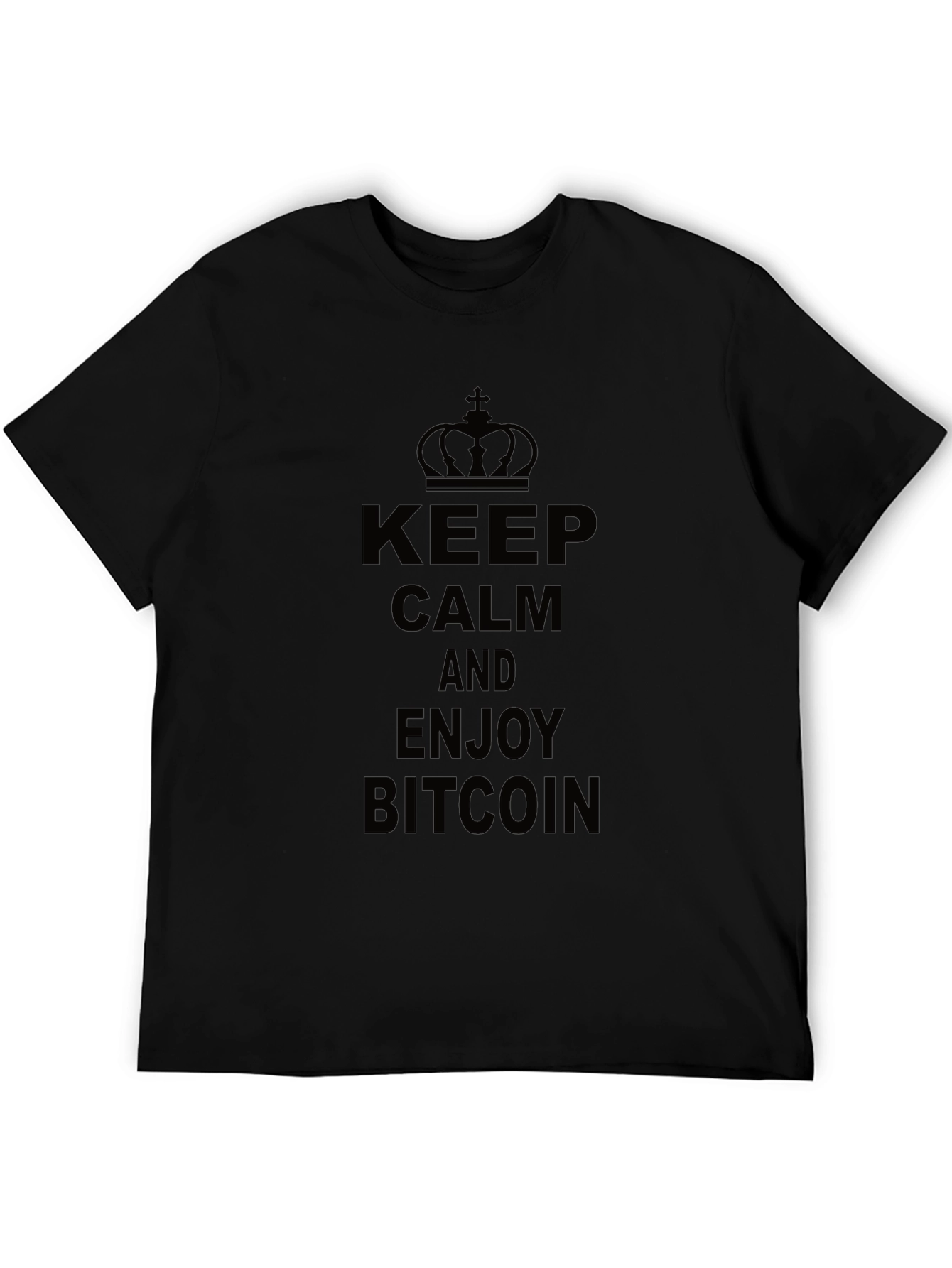 Keep Calm and Enjoy Bitcoin Black Graphic T-Shirt