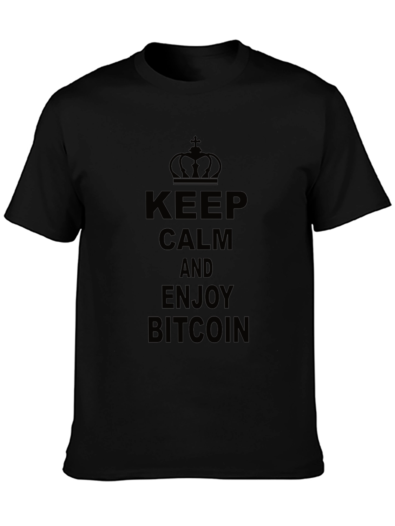 Keep Calm and Enjoy Bitcoin Black Graphic T-Shirt