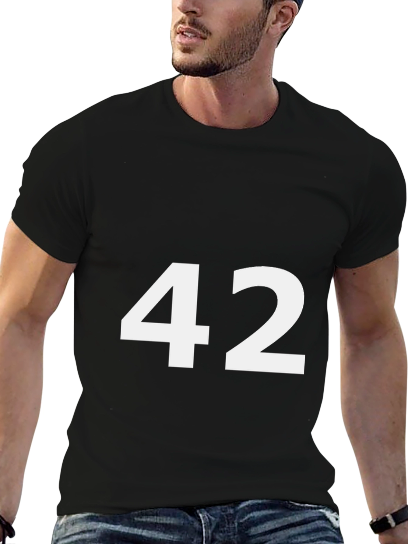 Number 42 Graphic Tee - Black Cotton Comfort