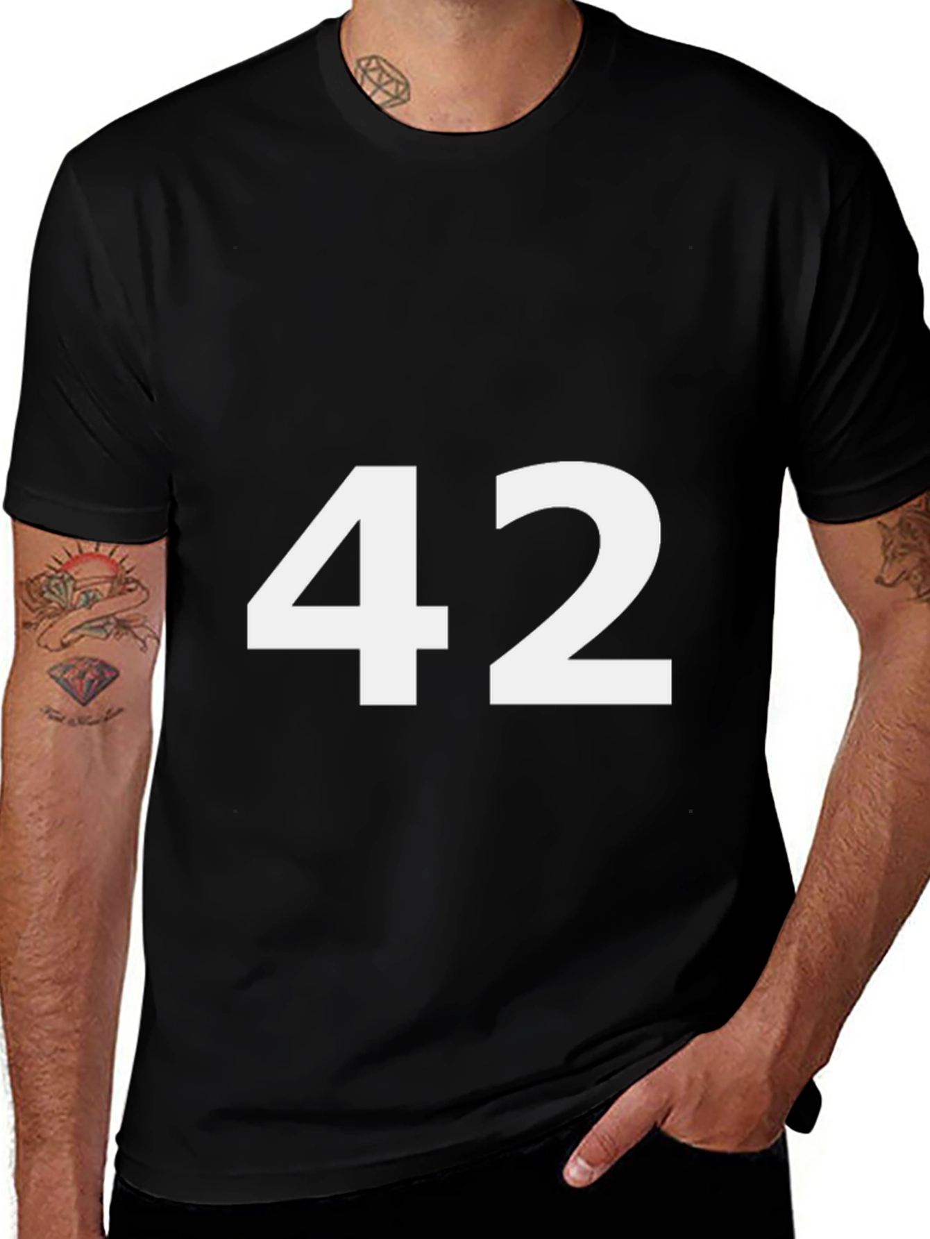 Number 42 Graphic Tee - Black Cotton Comfort