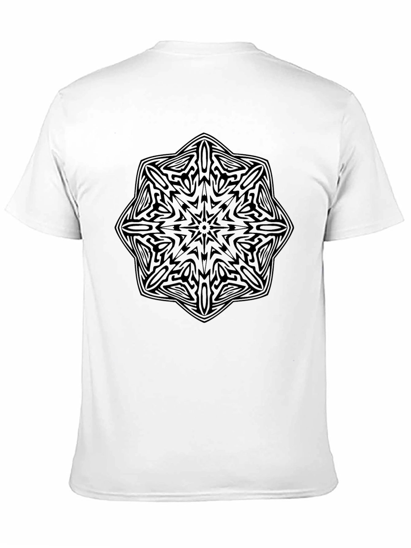 Black Geometric Mandala Graphic Tee - Mens Casual T-Shirt