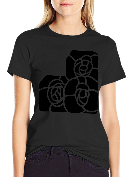 Black Rose Graphic T-Shirt - Modern Floral Design