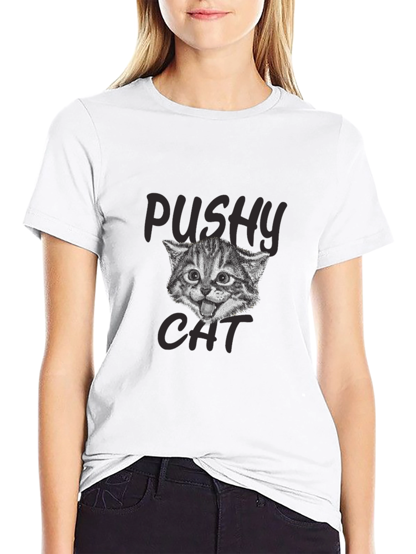 Pushy Cat Graphic T-Shirt