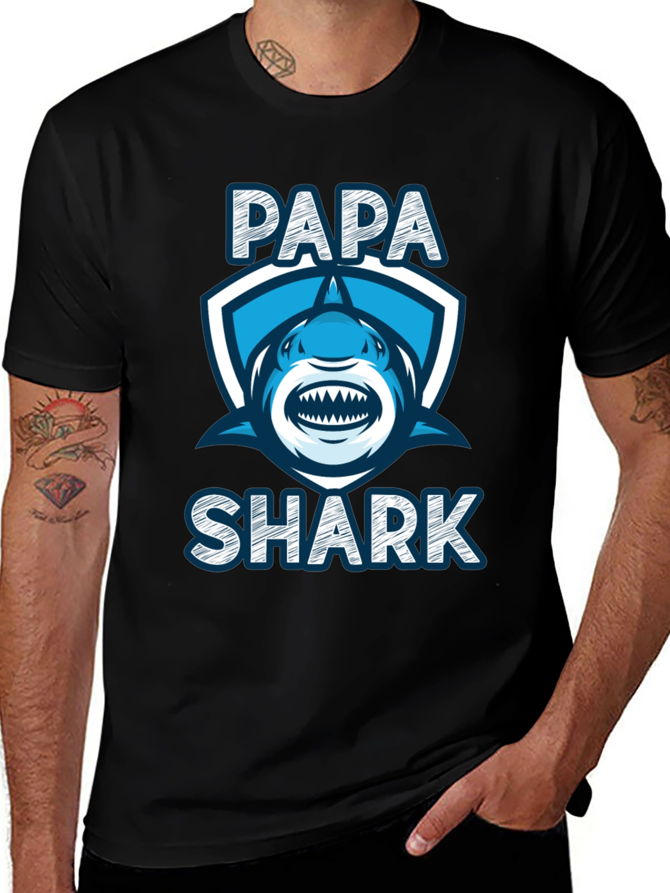 Papa Shark Graphic Tee - Fathers Day Gift