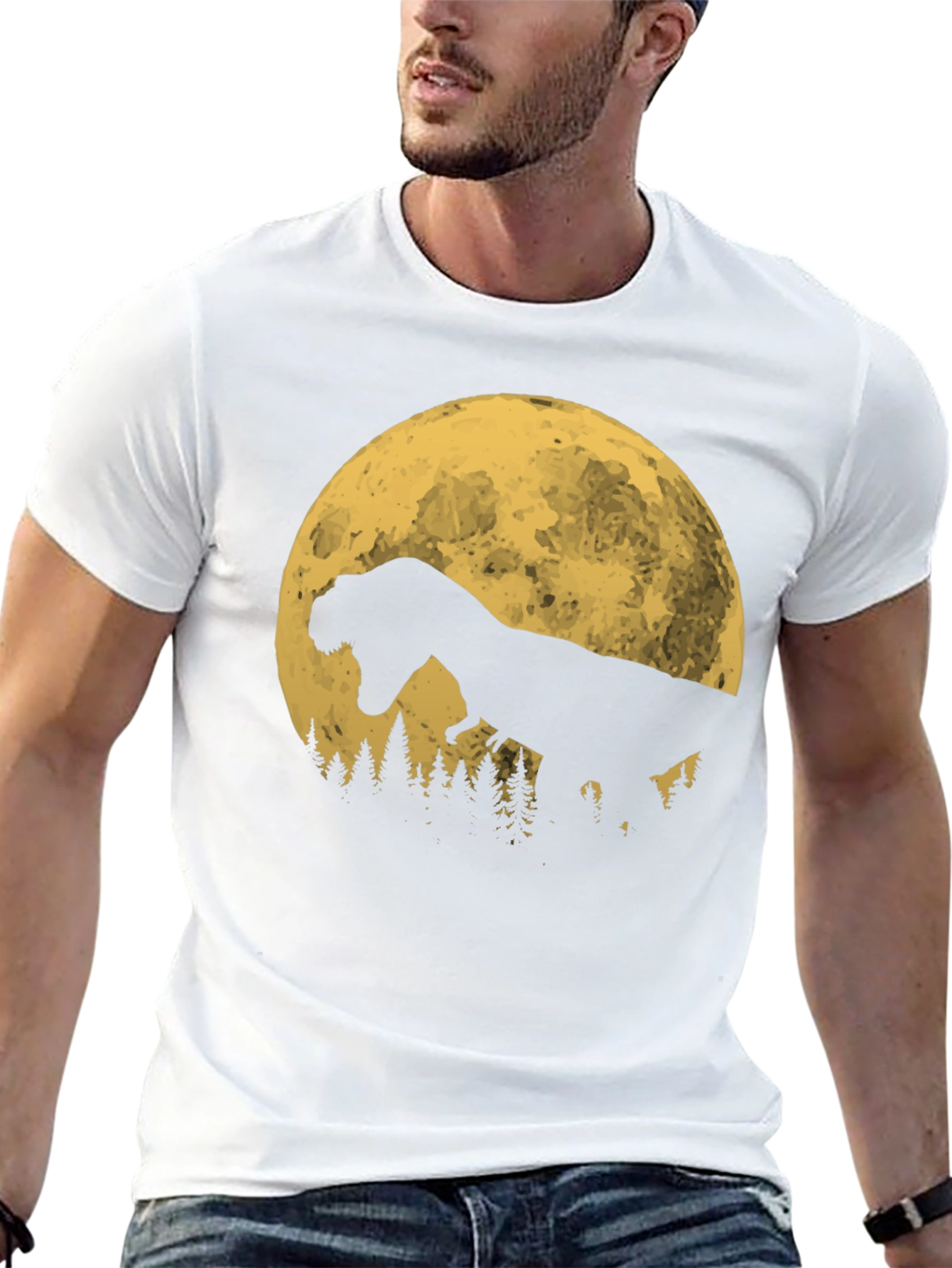 Dinosaur Moon T-Shirt - Black Graphic Tee