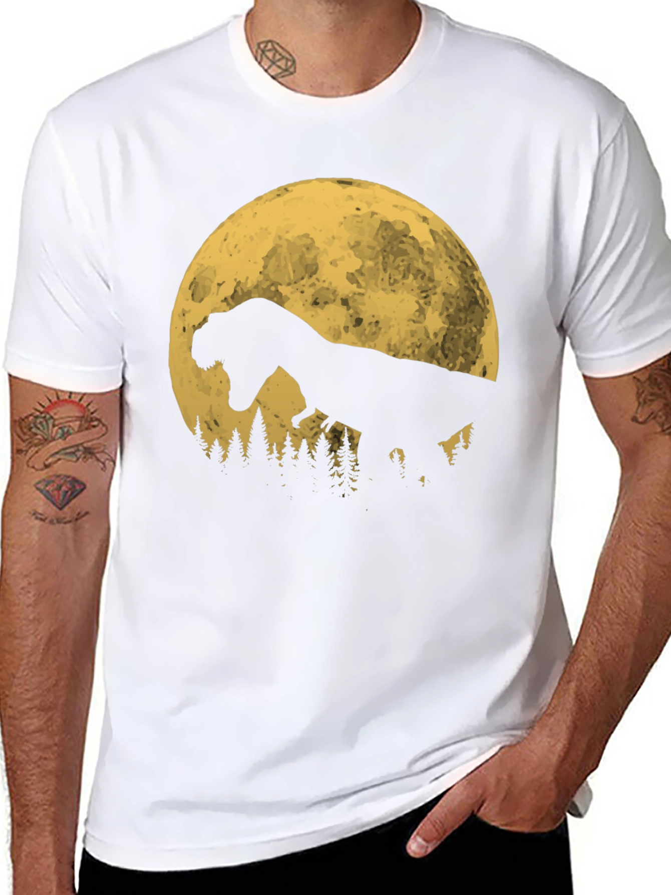 Dinosaur Moon T-Shirt - Black Graphic Tee