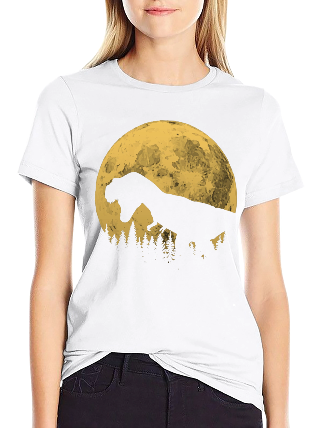 Dinosaur Moon T-Shirt - Black Graphic Tee