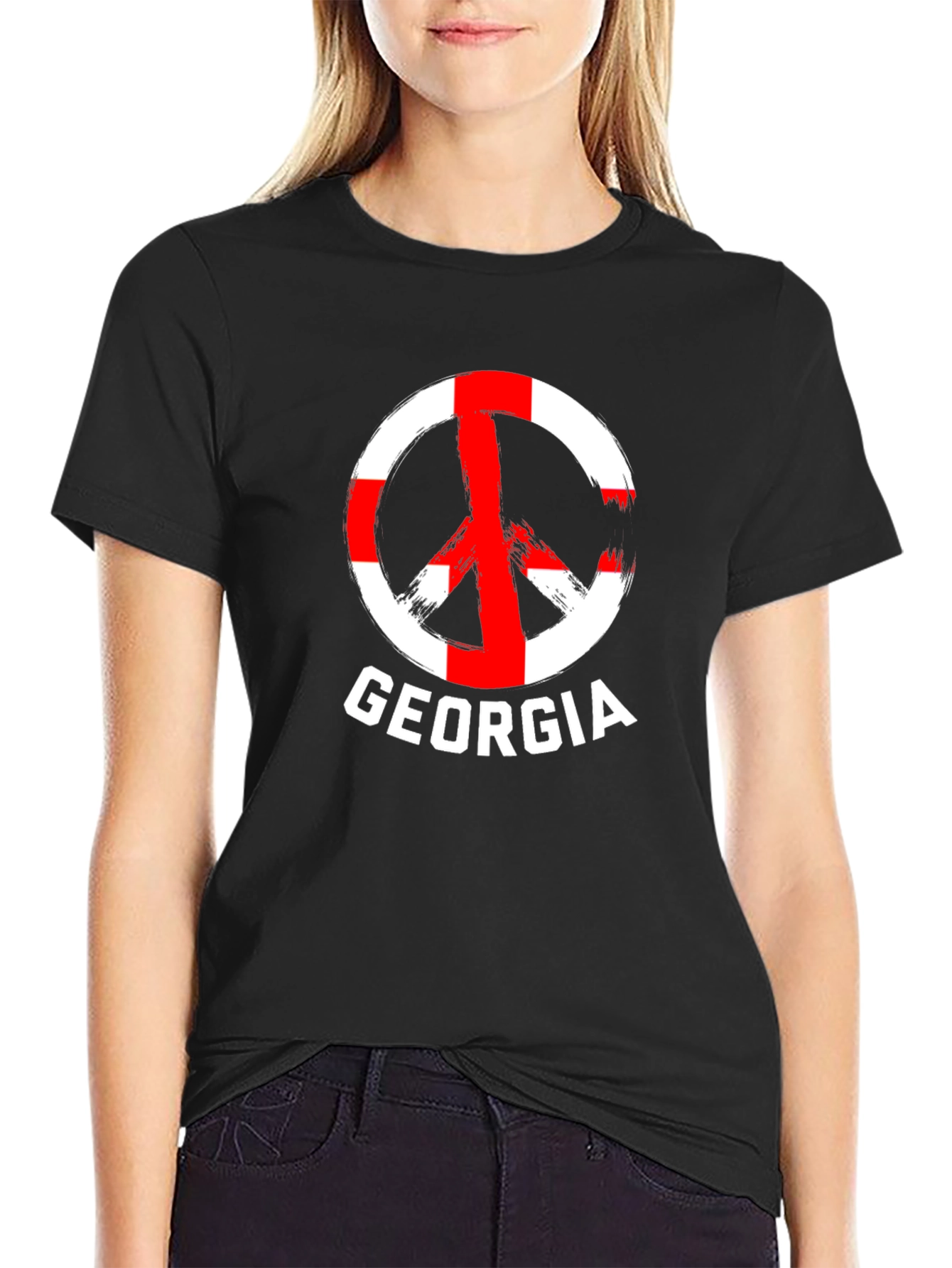 Georgia Peace Sign T-Shirt - Black Cotton Tee