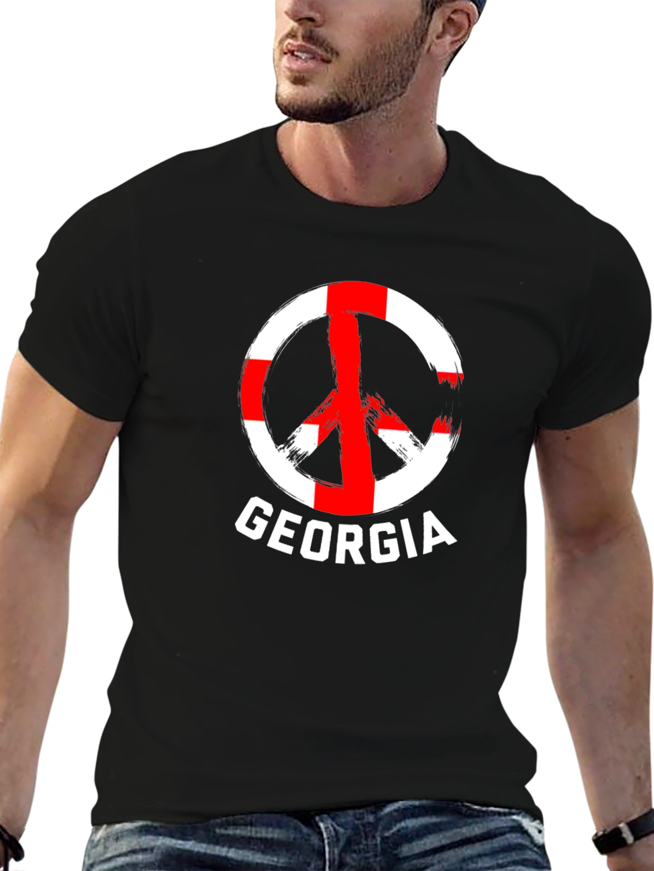 Georgia Peace Sign T-Shirt - Black Cotton Tee