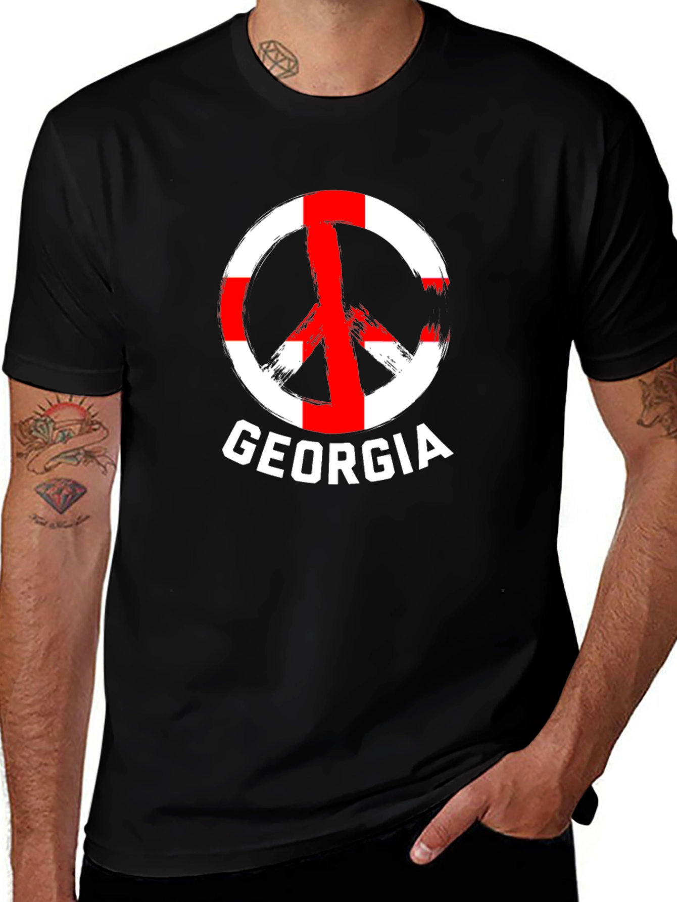 Georgia Peace Sign T-Shirt - Black Cotton Tee
