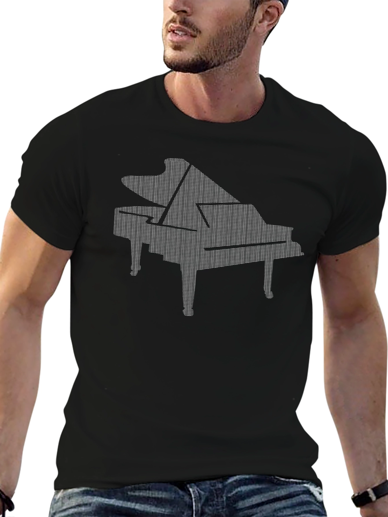 Piano Graphic Tee - Black Cotton Comfort