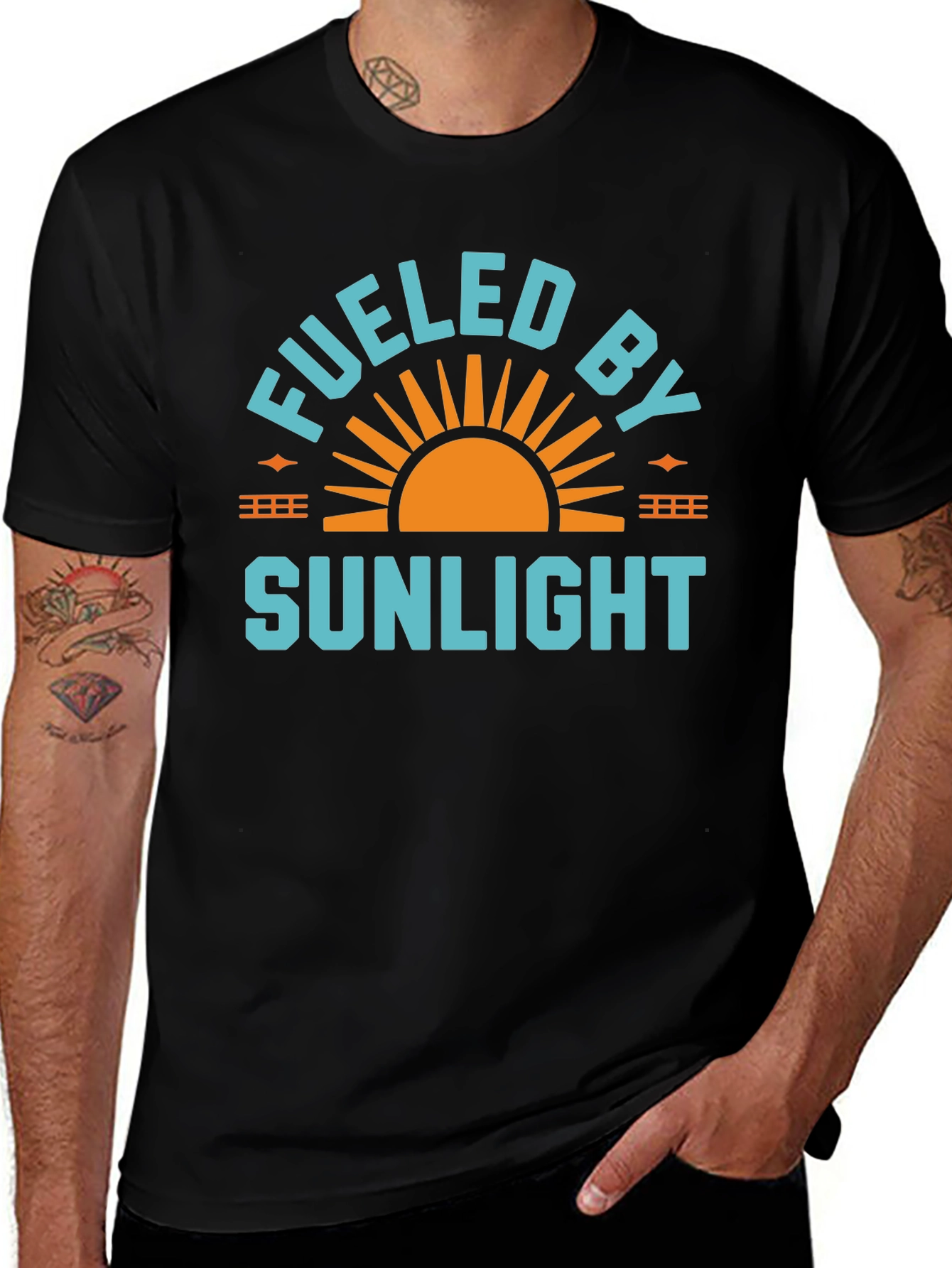 Fueled By Sunlight Graphic Tee - Black Casual Shirt