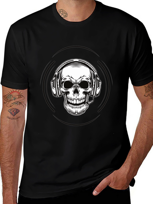 Skull Headphone Graphic Tee - Black
