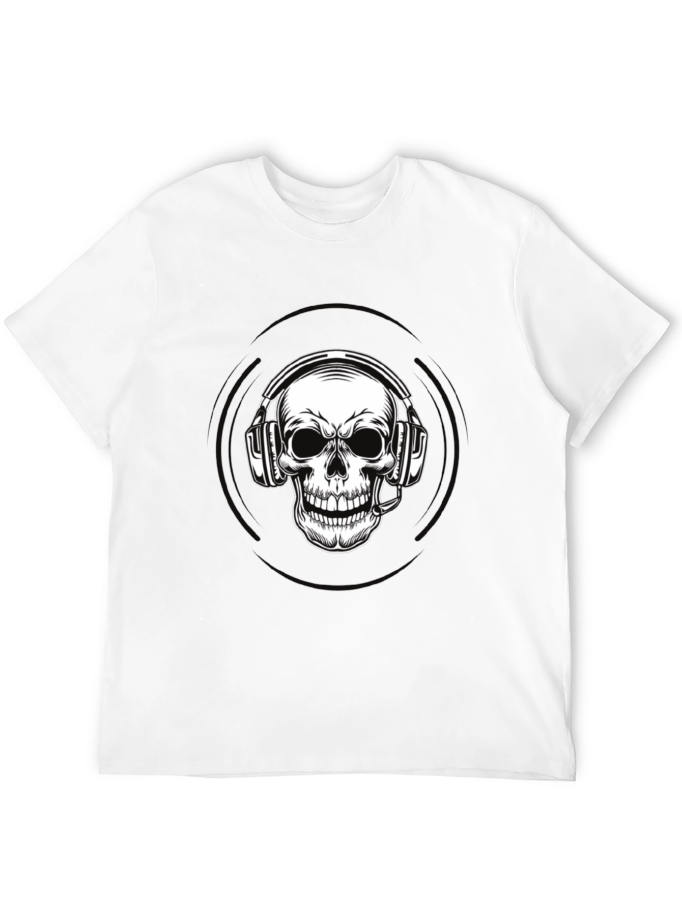 Skull Headphone Graphic Tee - Black