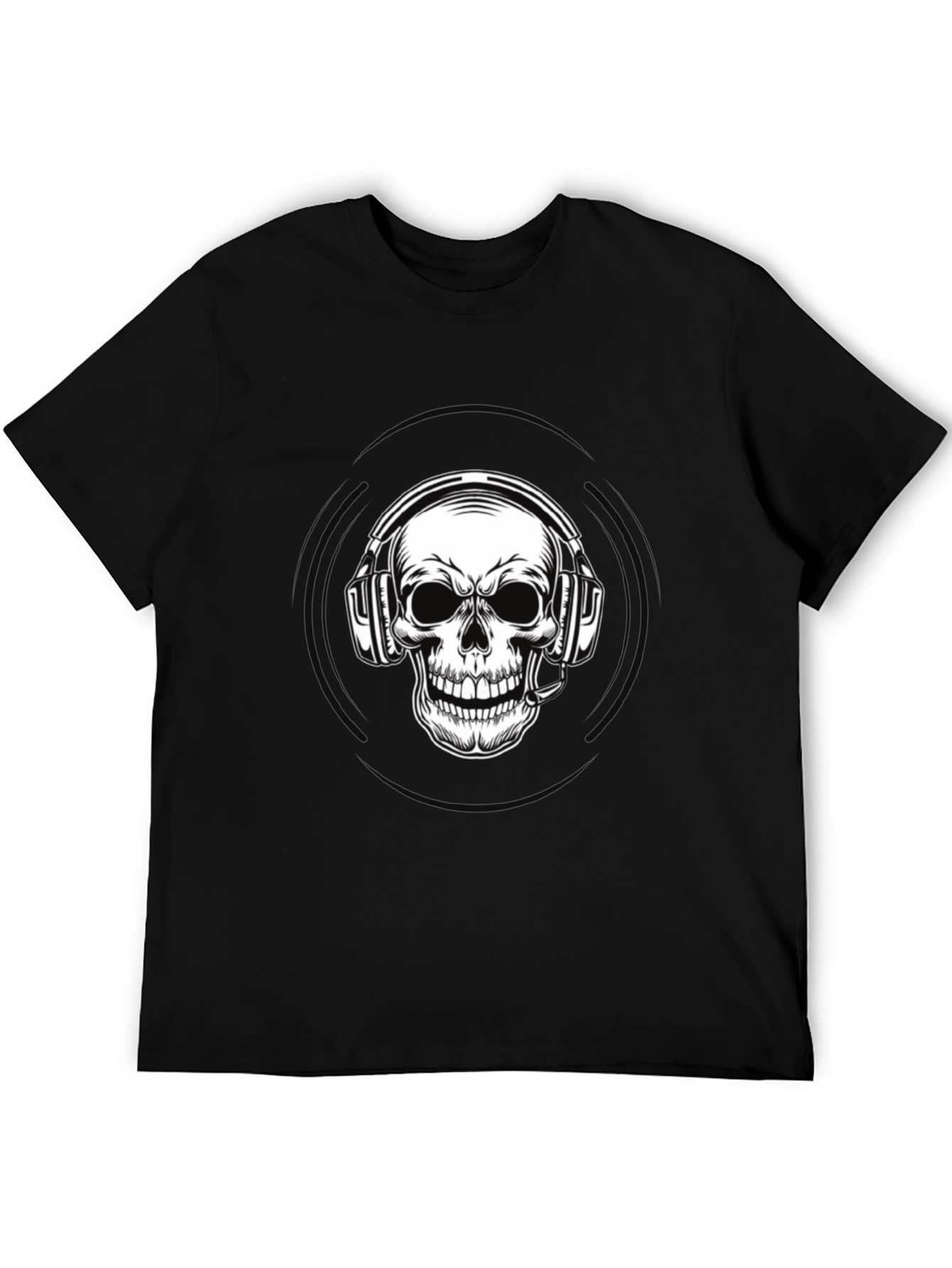 Skull Headphone Graphic Tee - Black