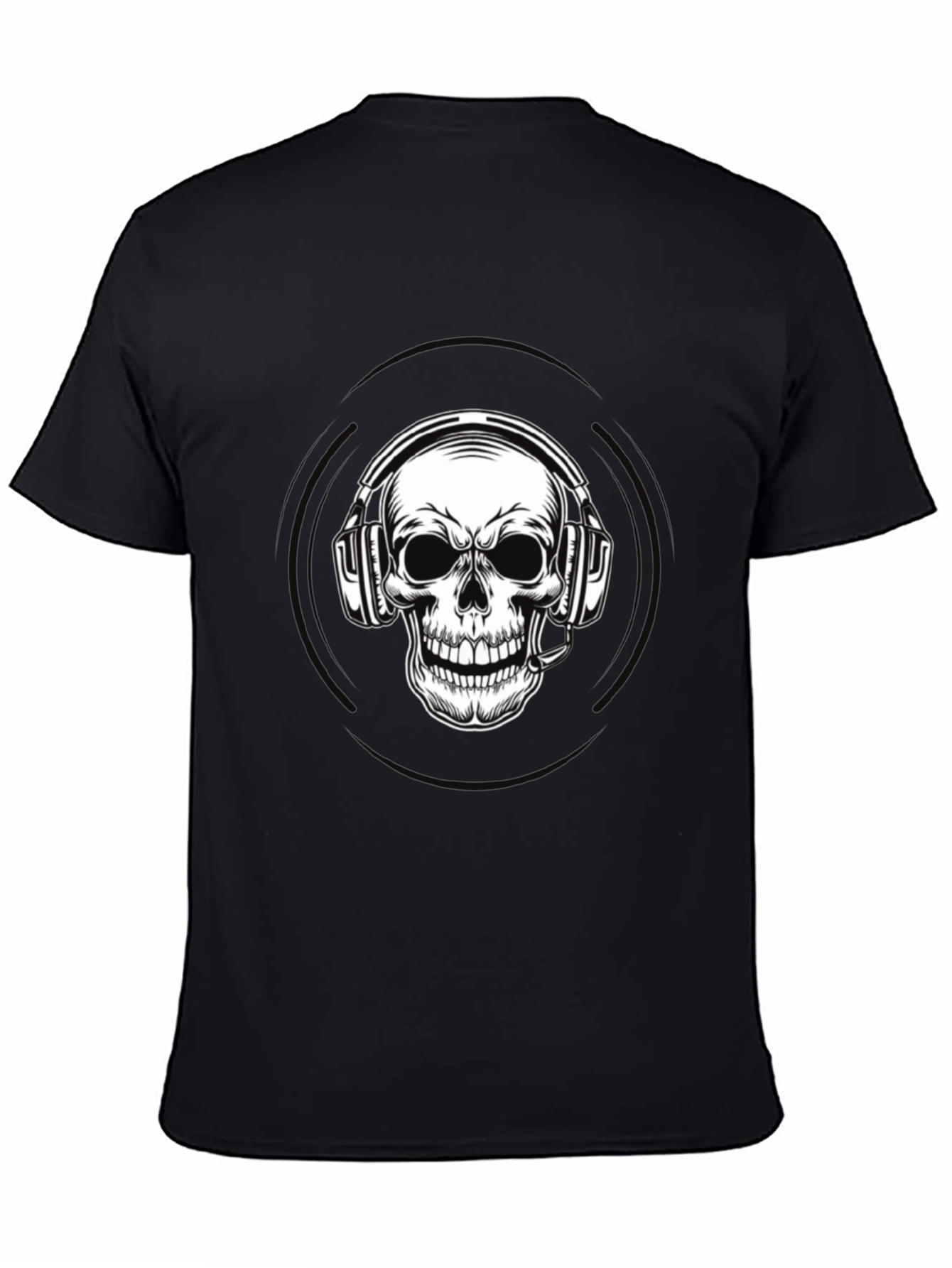 Skull Headphone Graphic Tee - Black