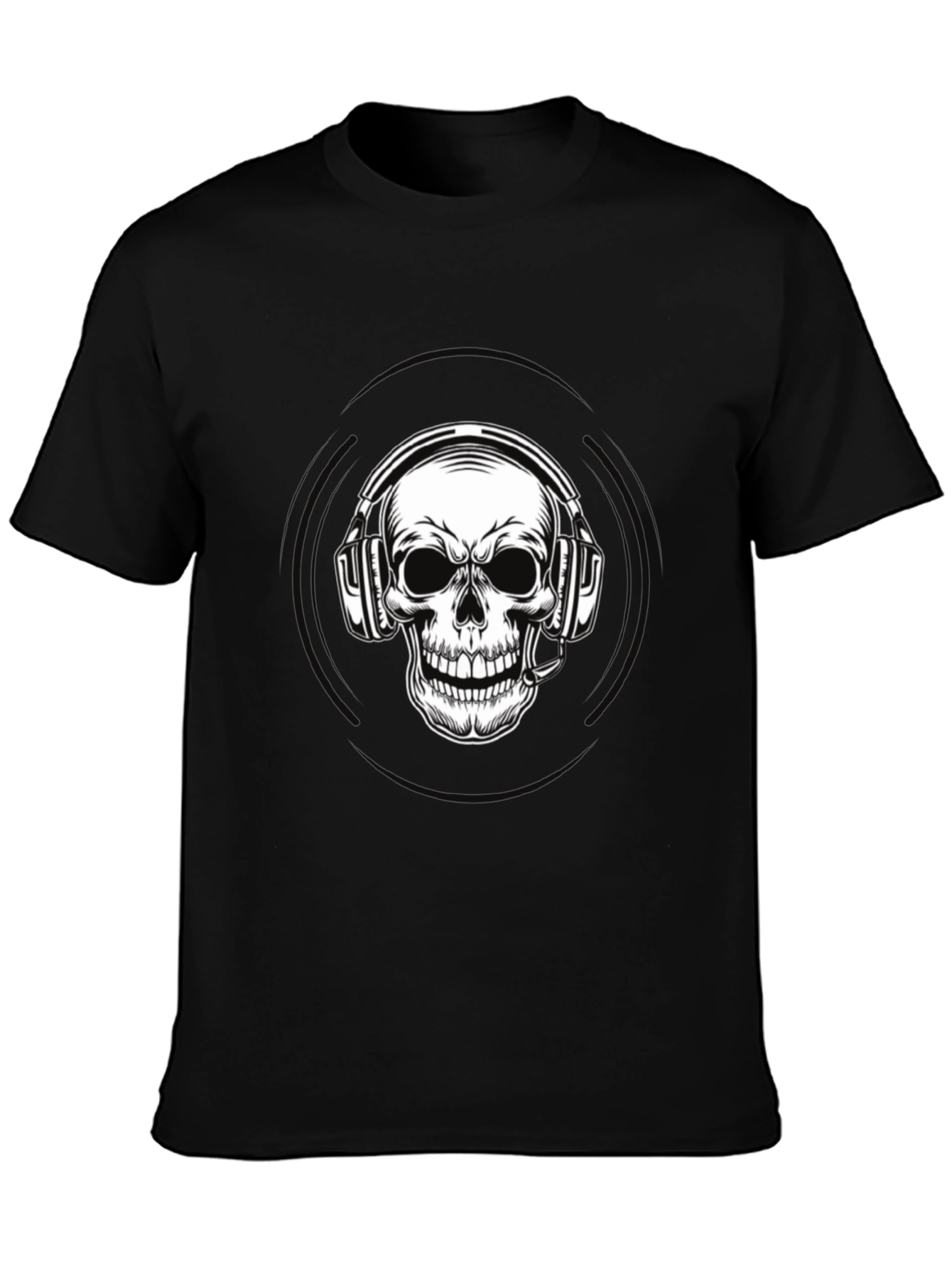 Skull Headphone Graphic Tee - Black
