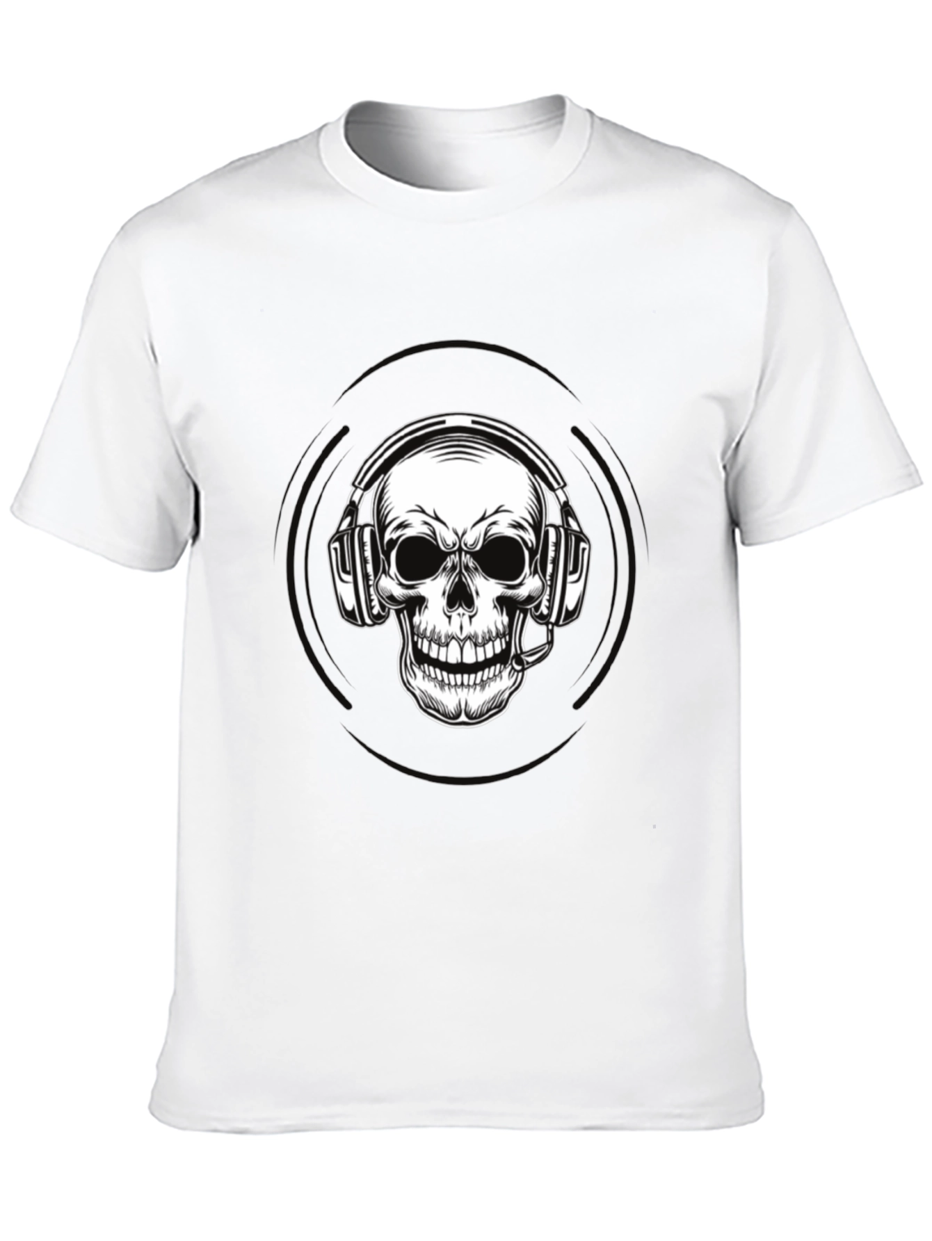Skull Headphone Graphic Tee - Black