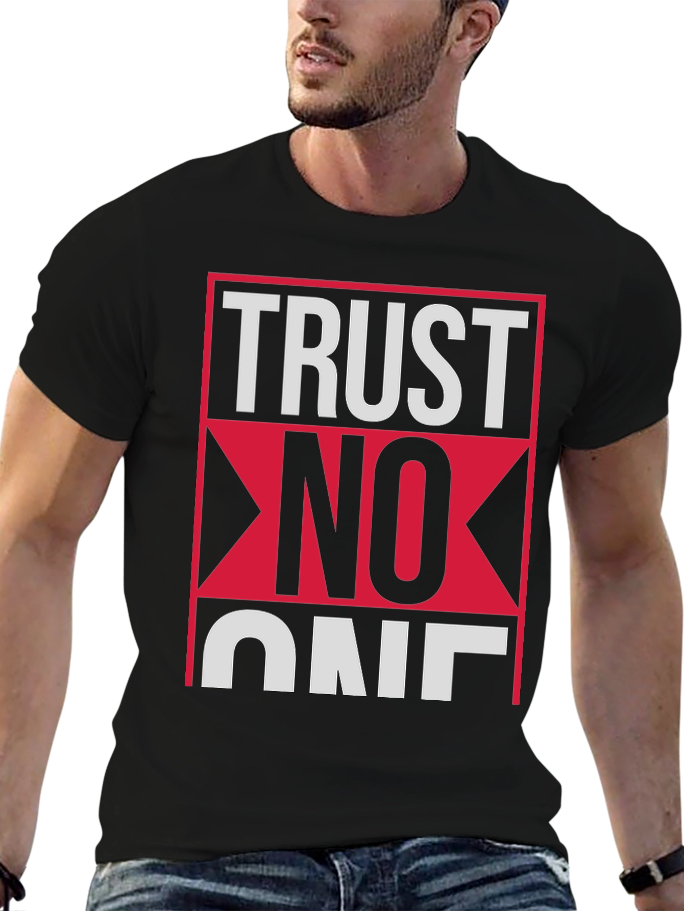 Trust No One Graphic Tee - Black Cotton T-Shirt