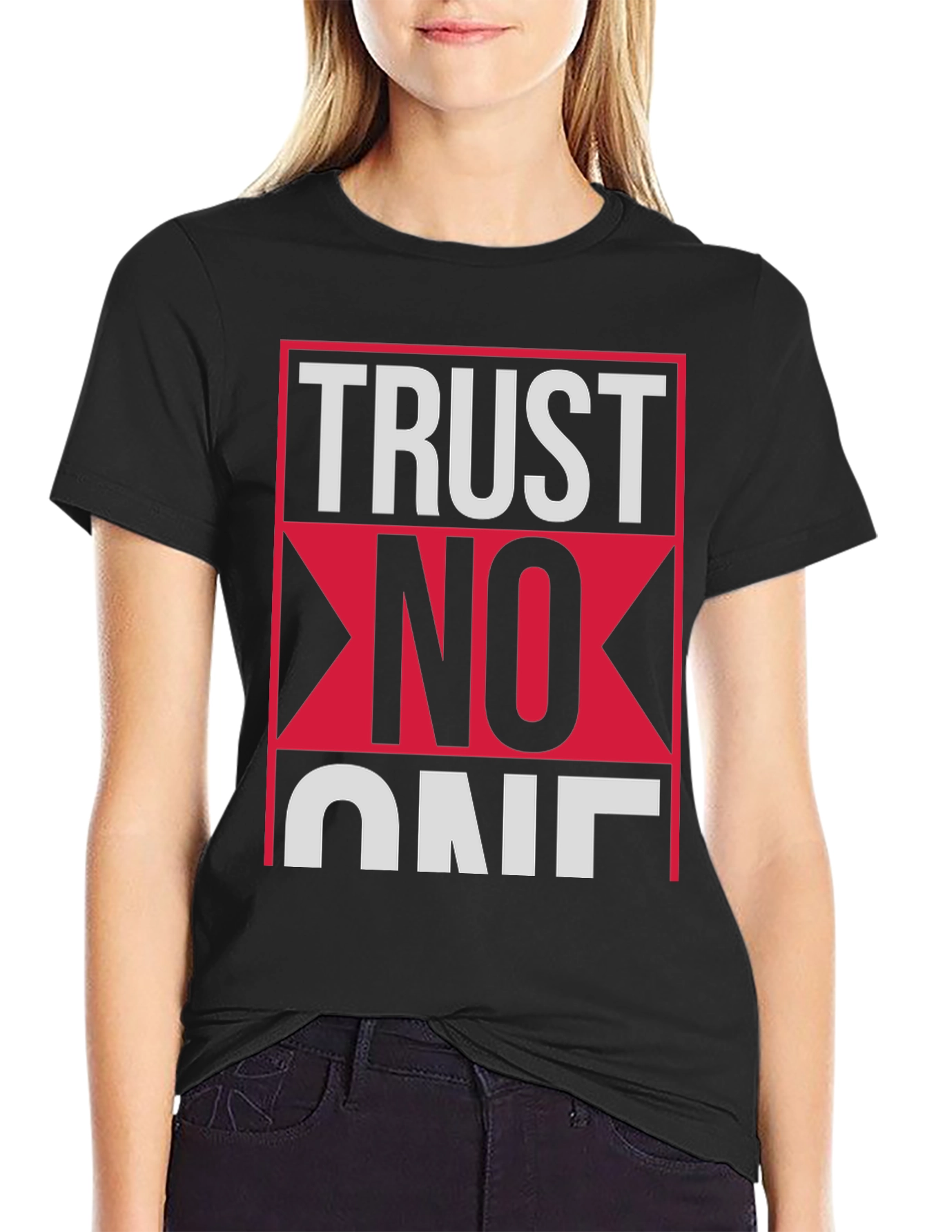 Trust No One Graphic Tee - Black Cotton T-Shirt