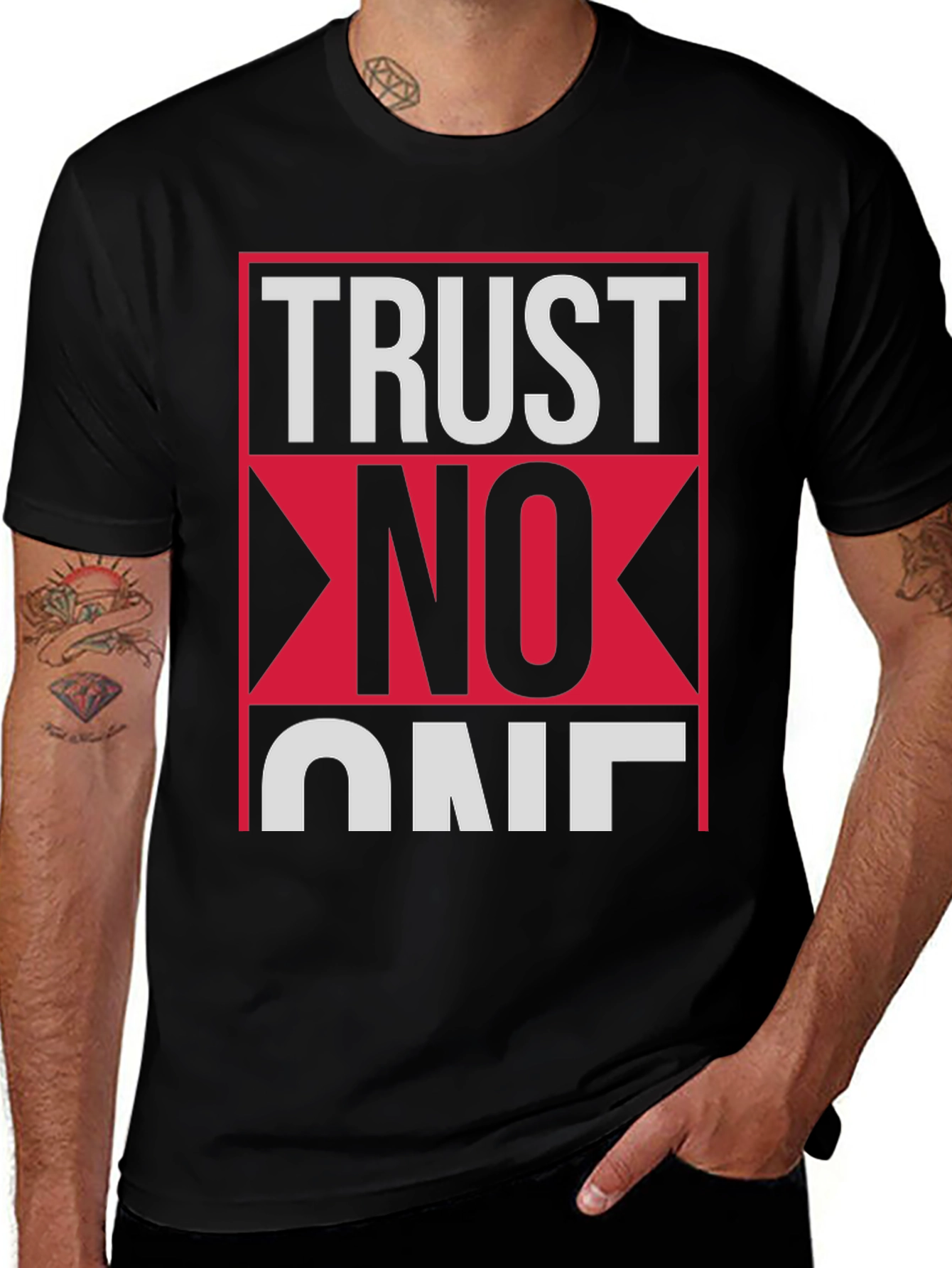 Trust No One Graphic Tee - Black Cotton T-Shirt