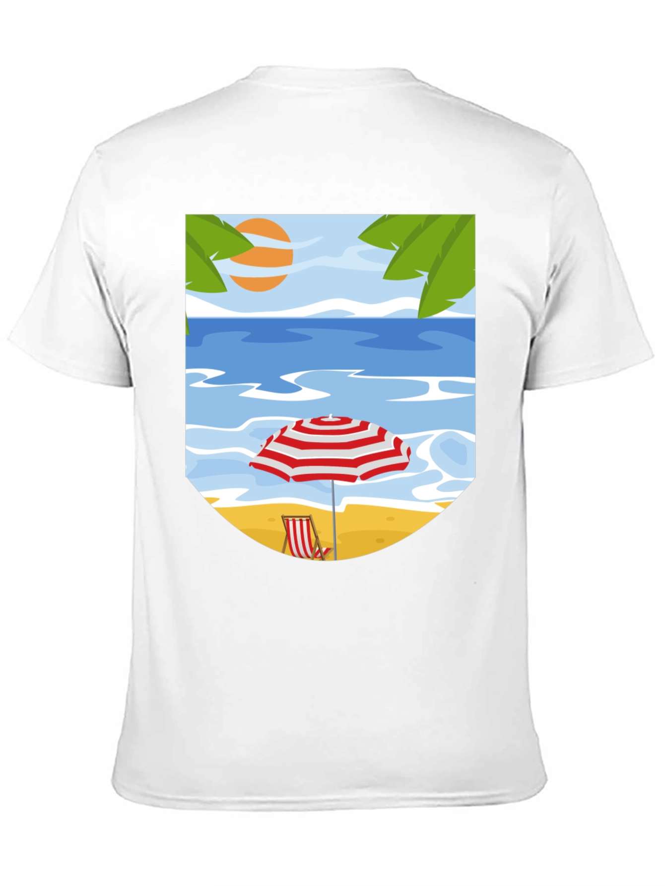 Beach Scene Graphic Tee - Black Cotton T-Shirt