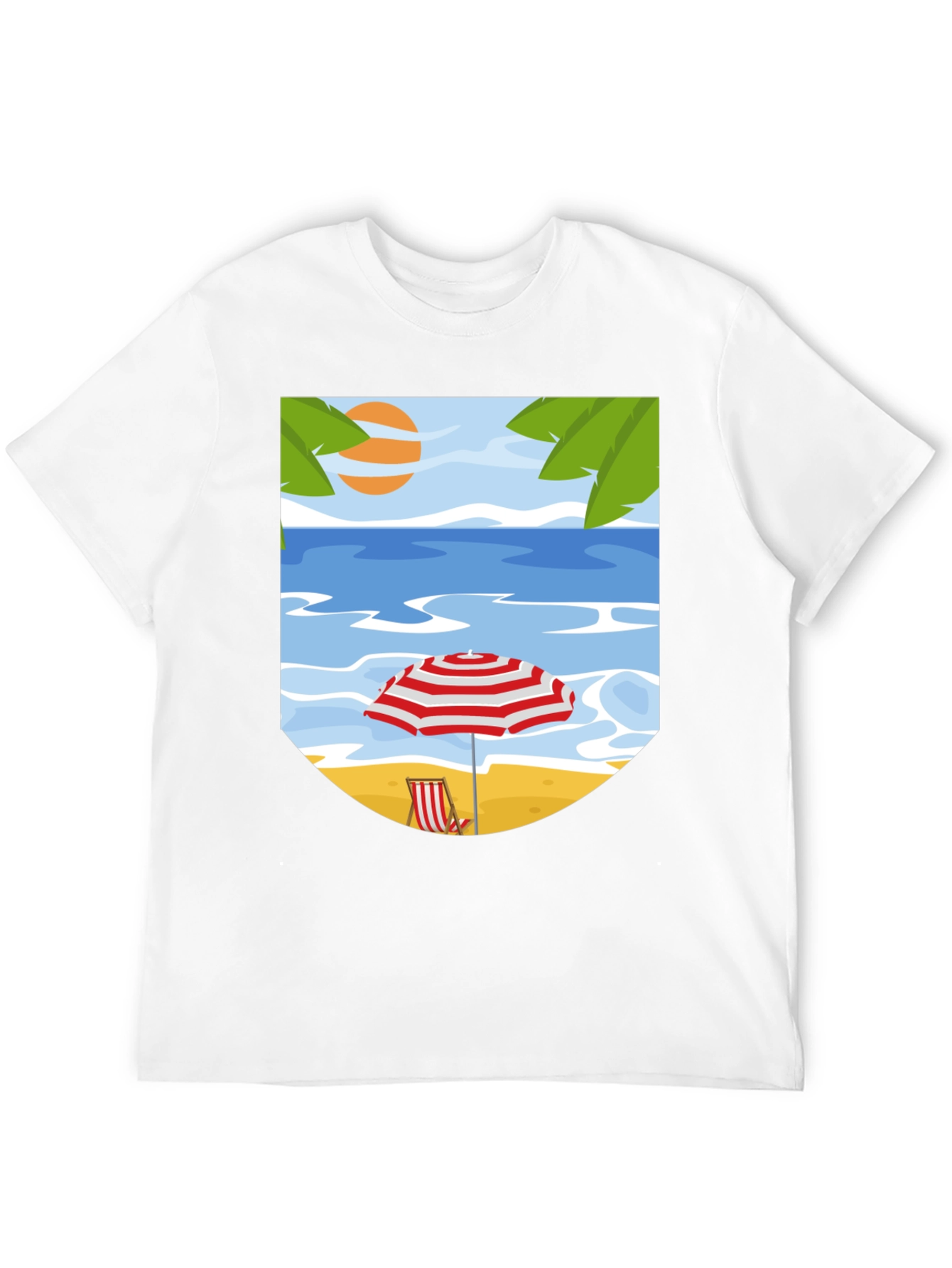 Beach Scene Graphic Tee - Black Cotton T-Shirt