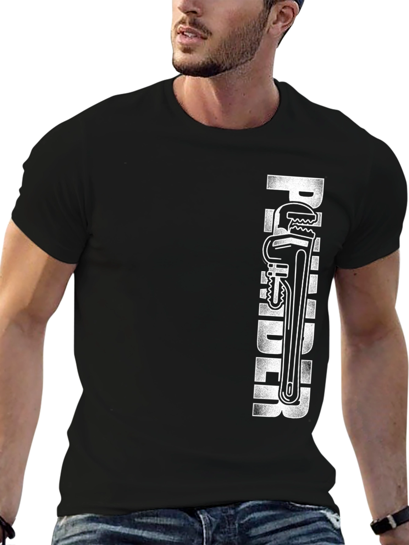 Plumber Wrench Graphic T-Shirt - Black