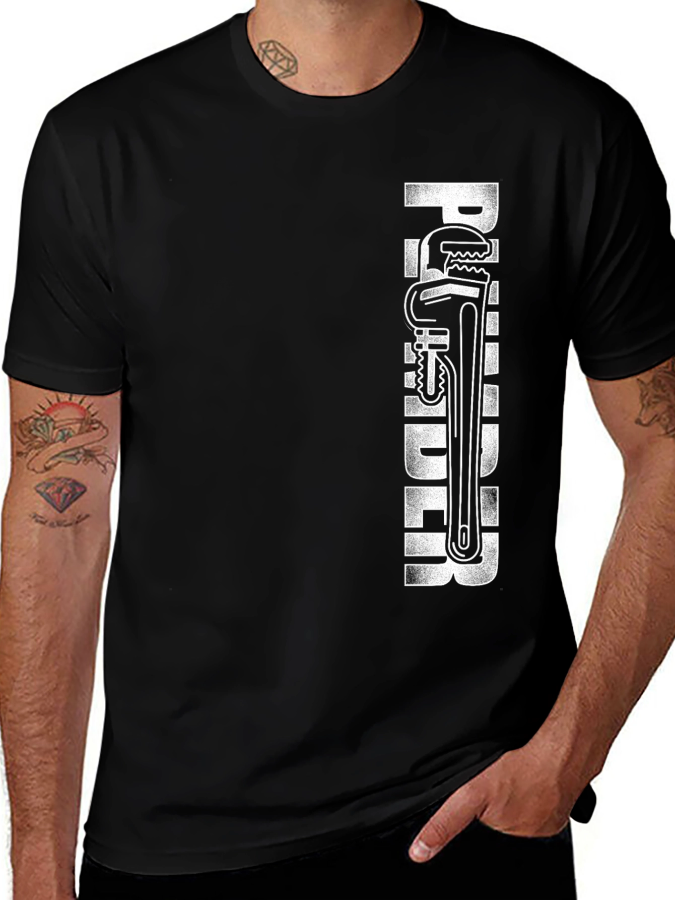 Plumber Wrench Graphic T-Shirt - Black