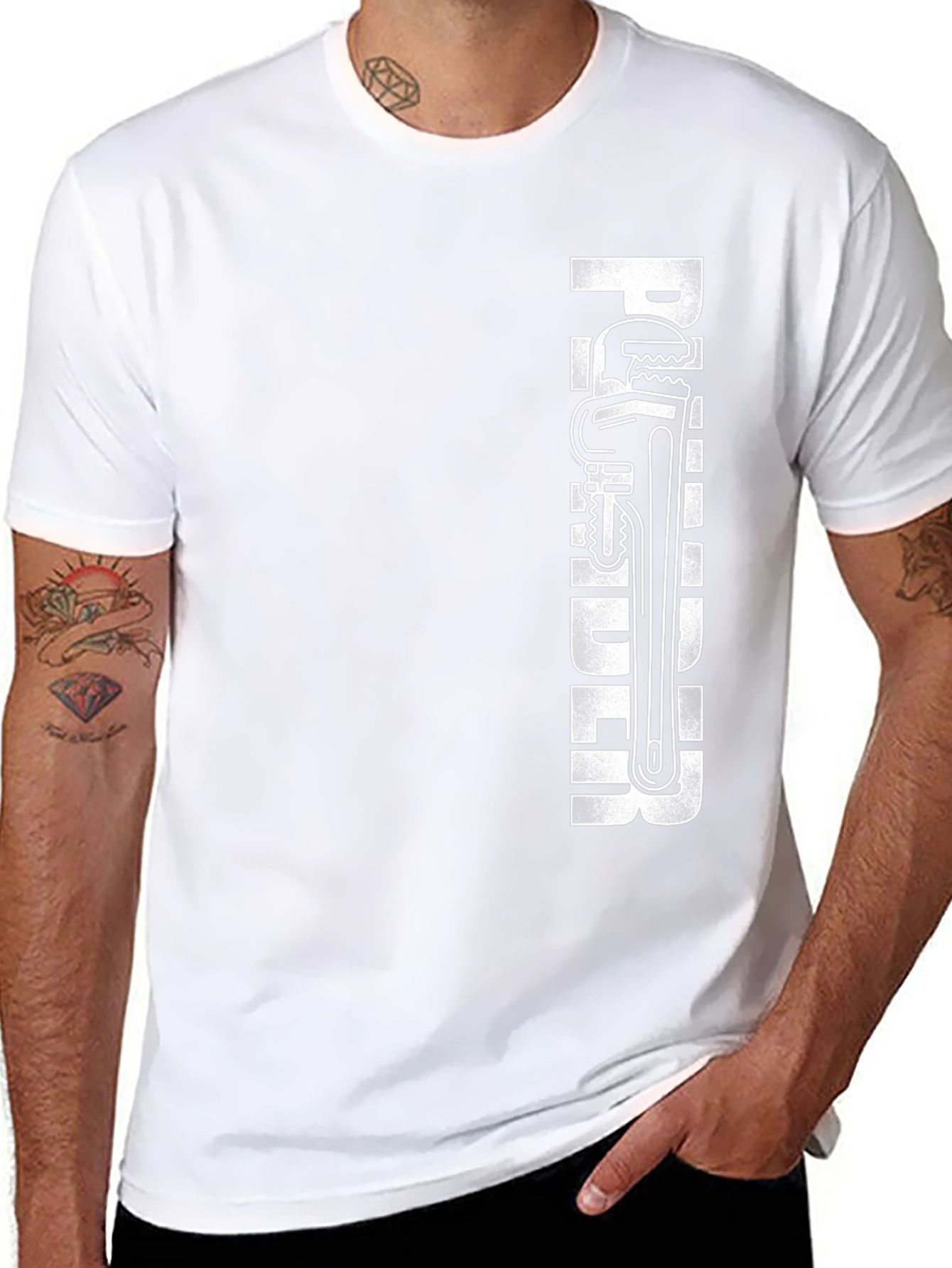 Plumber Wrench Graphic T-Shirt - Black
