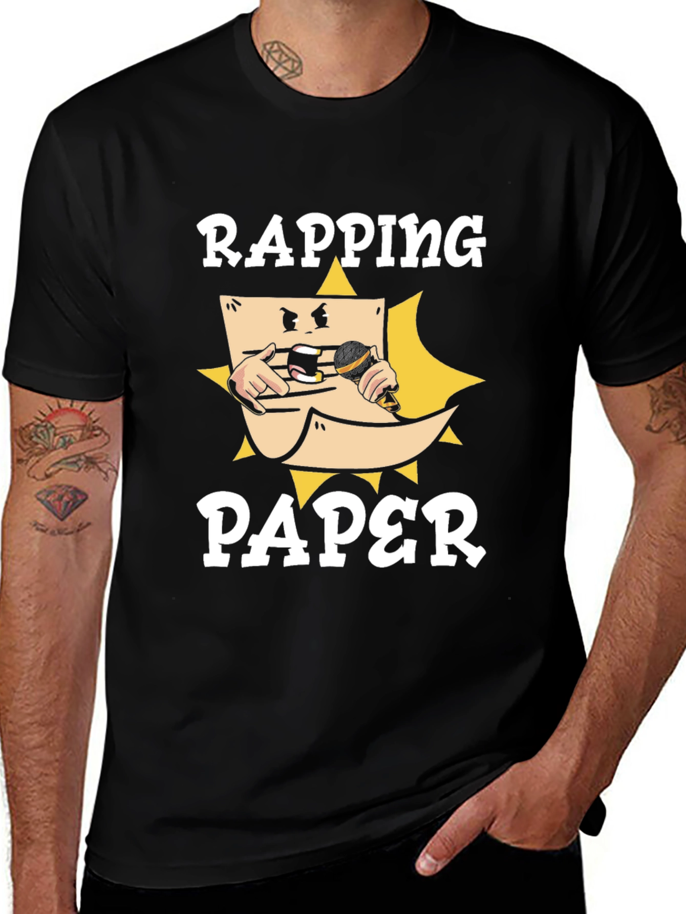 Rapping Paper Graphic T-Shirt - Mens Black Tee