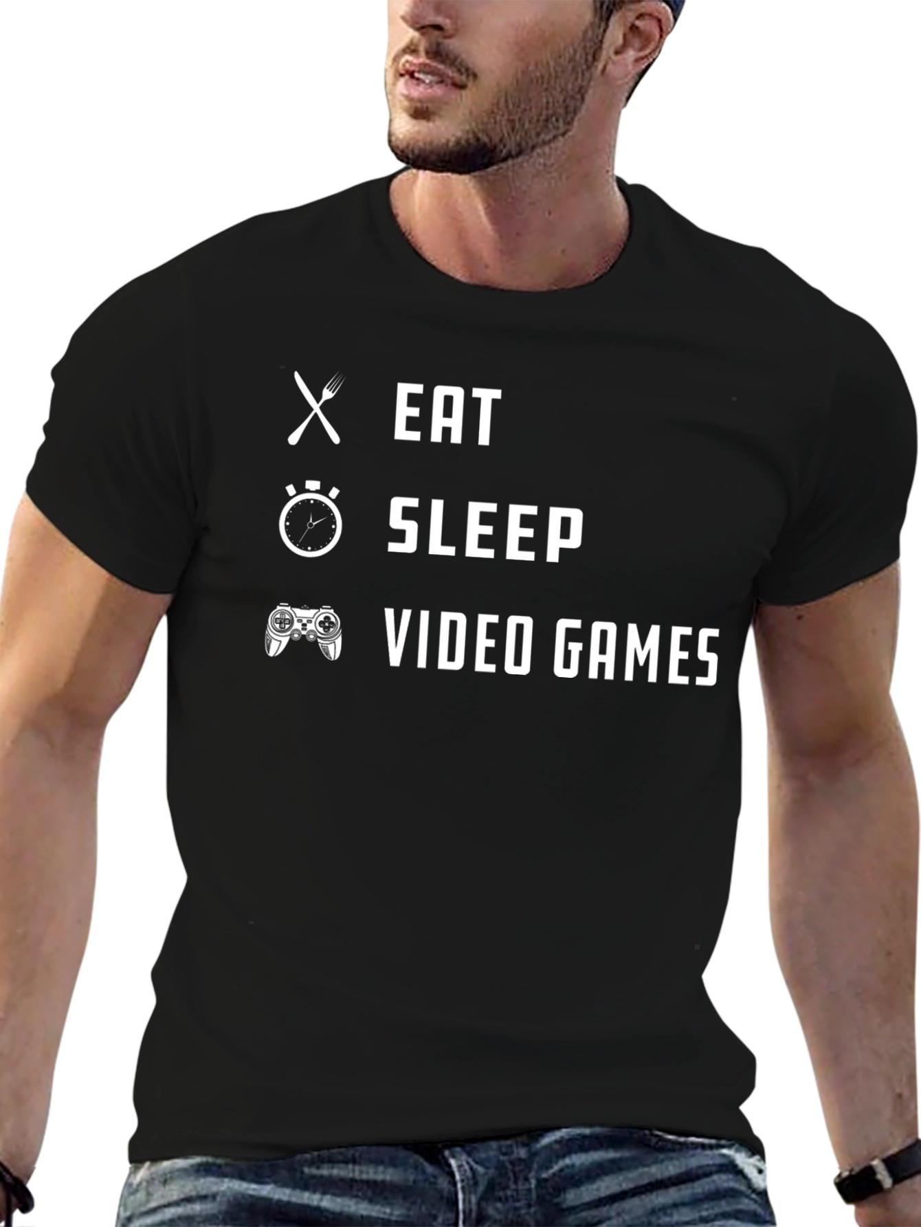 Eat Sleep Video Games Black T-Shirt