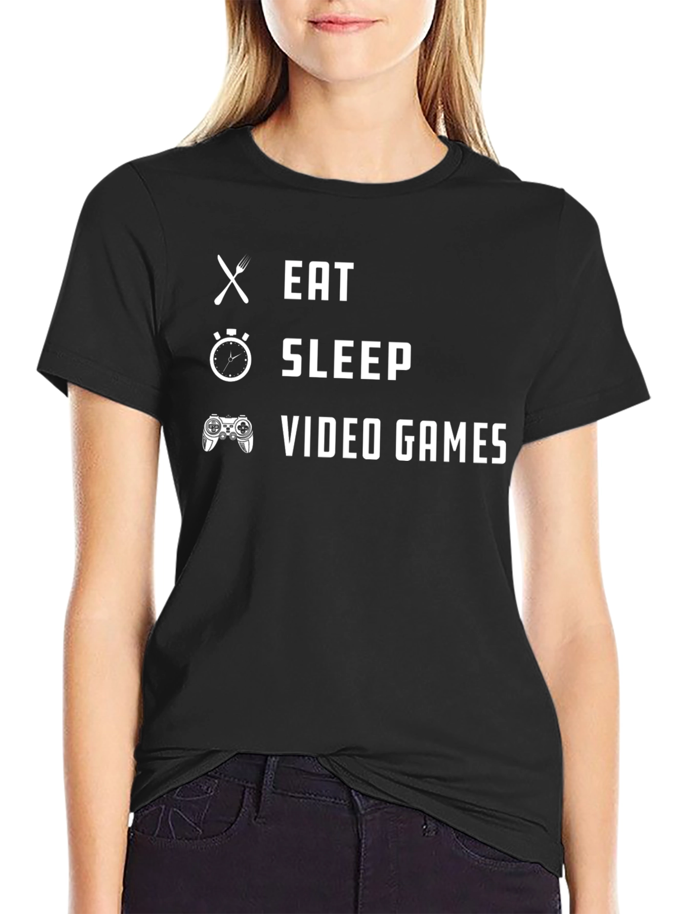 Eat Sleep Video Games Black T-Shirt